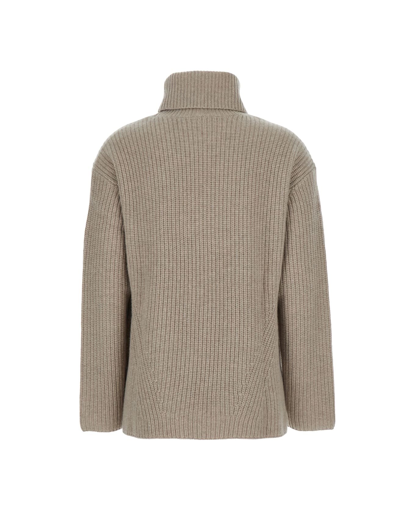 Parosh Beige Turtleneck Sweater With Dropped Shoulders In Wool And Cashmere Blend Woman - Beige