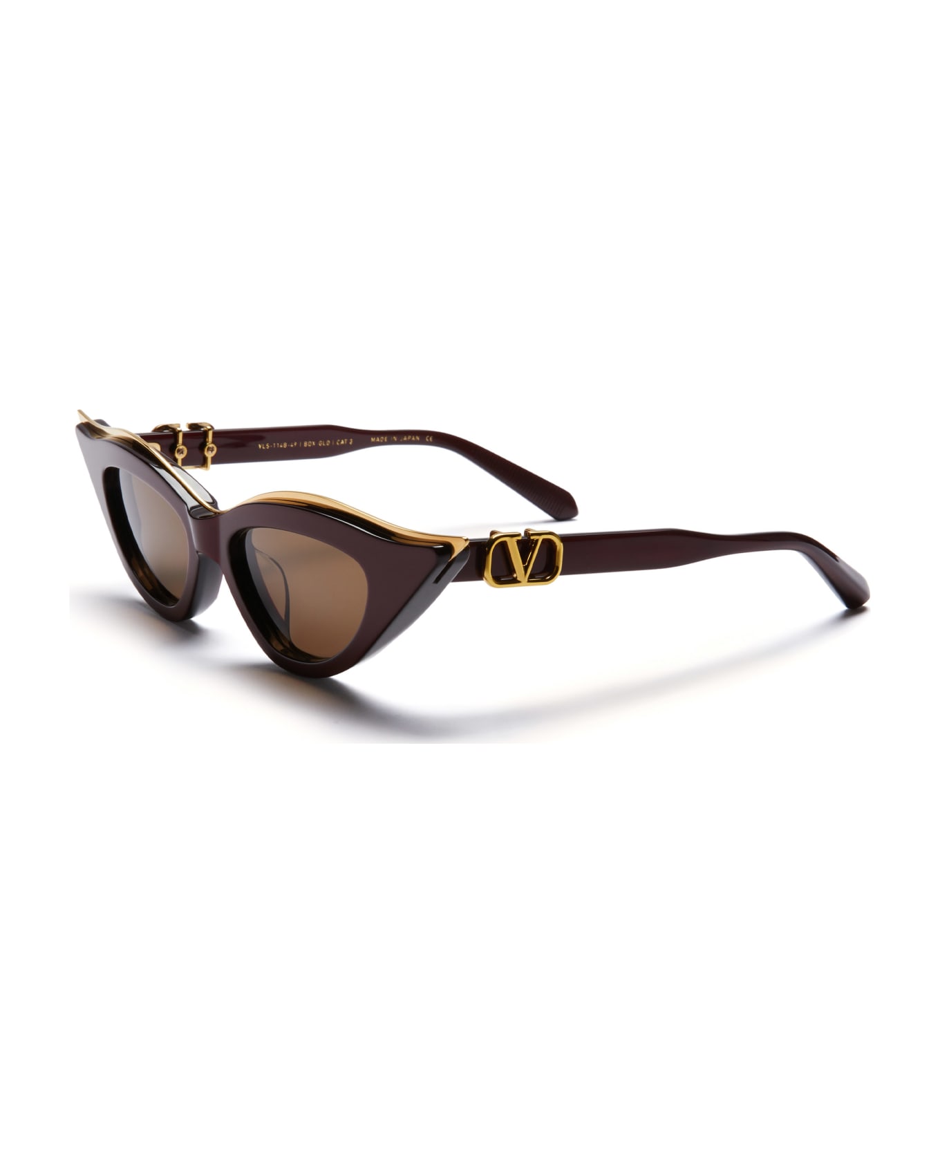 Valentino Eyewear V-goldcut Ii - Burgundy / Yellow Gold Sunglasses - burgundy