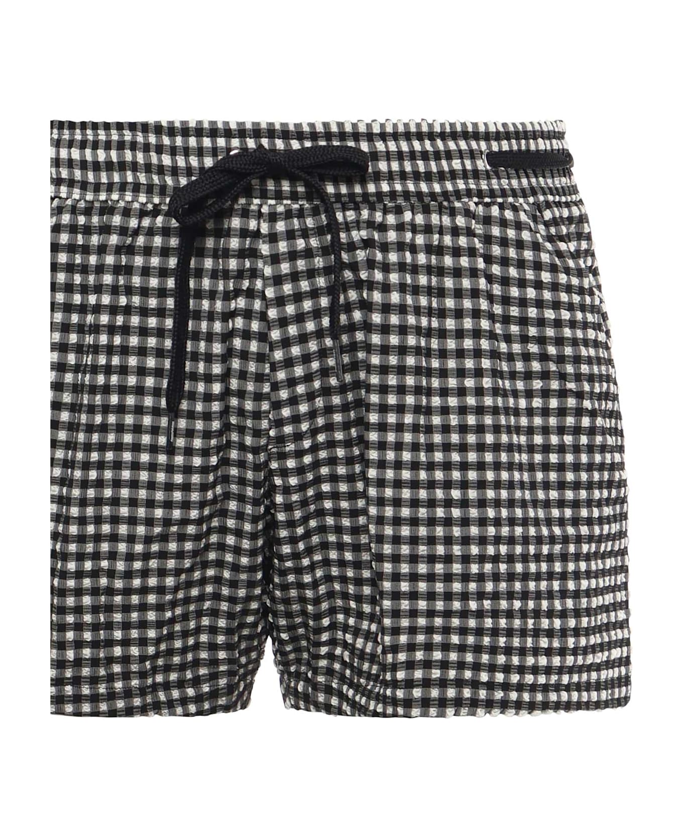 Moschino Checked Swim Trunks With Logo - Black