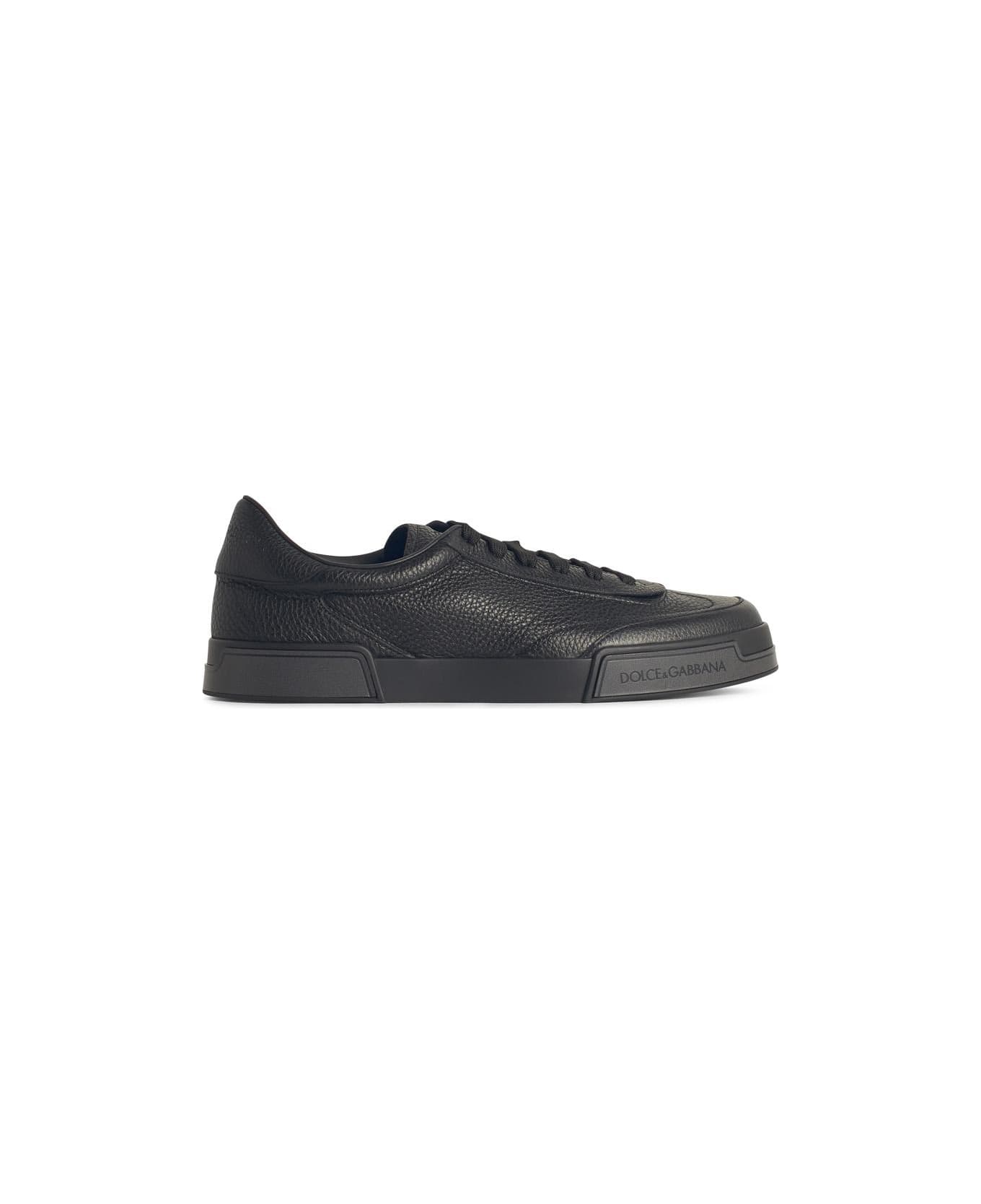 Dolce & Gabbana 'portofino' Black Leather Sneakers - Black