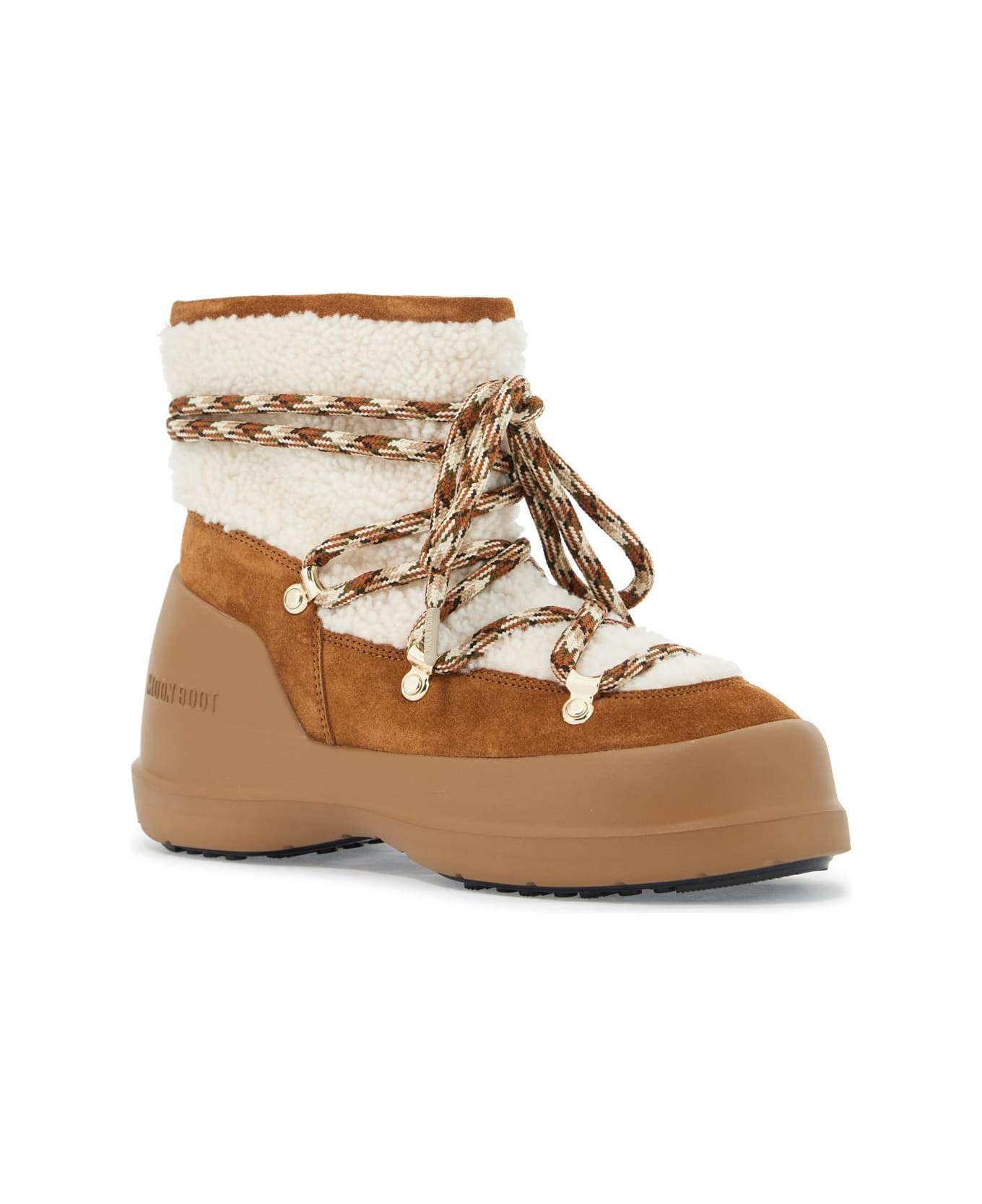 Moon Boot Luna Suede And Shearling Ankle Boots. - Marrone