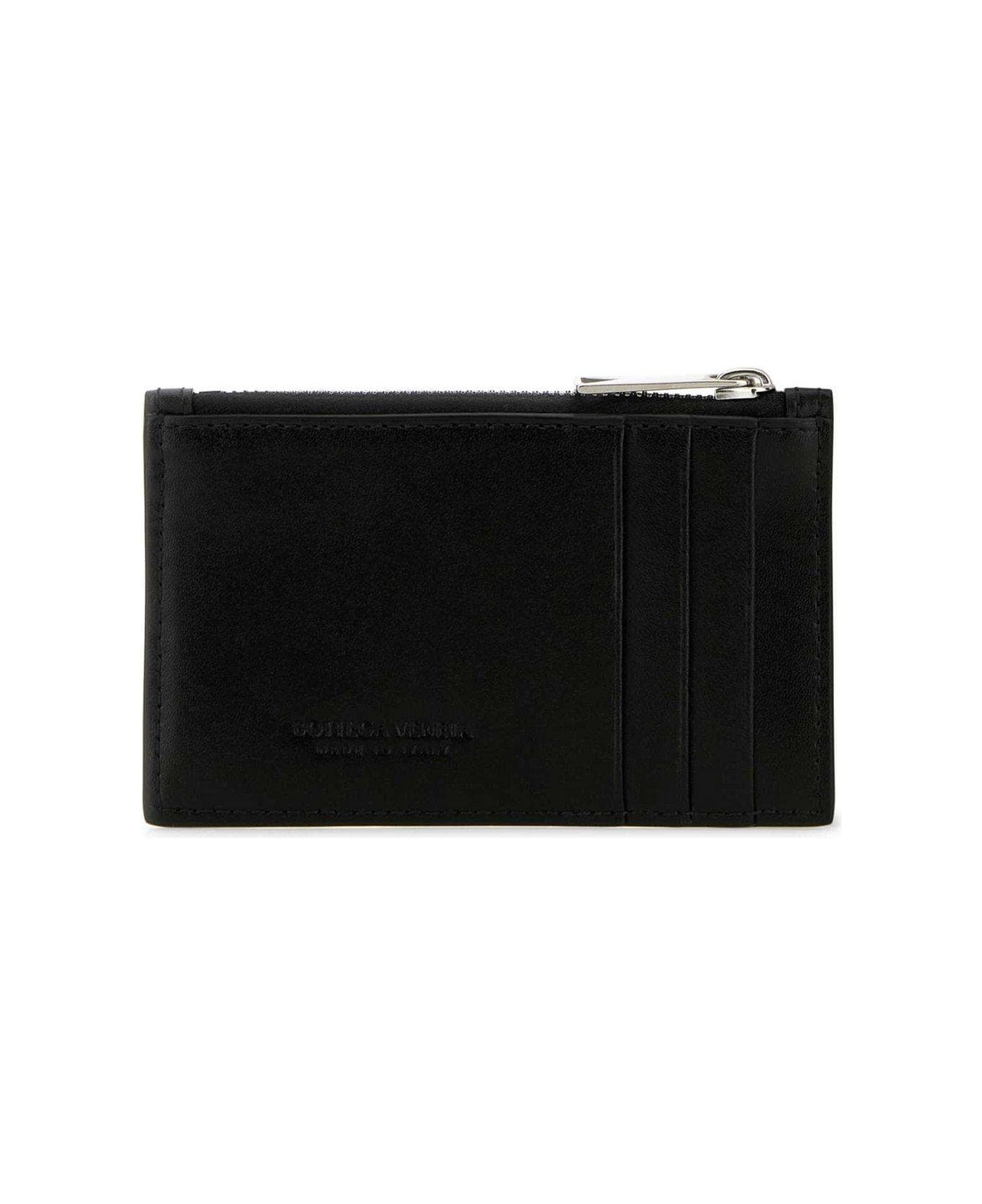 Bottega Veneta Intrecciato Zipped Card Holder - BLACK