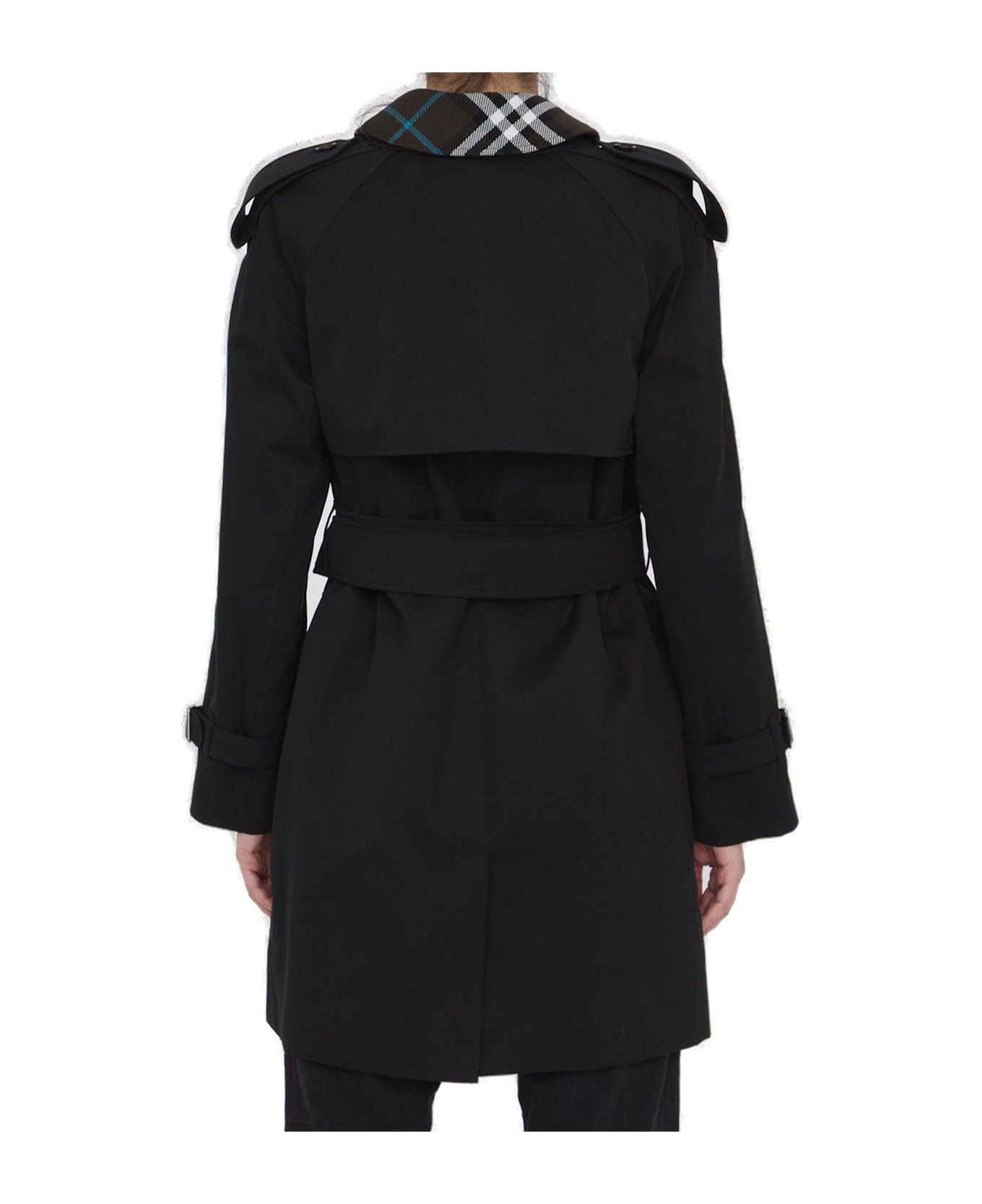 Burberry Double Breasted Belted Waist Coat - Black