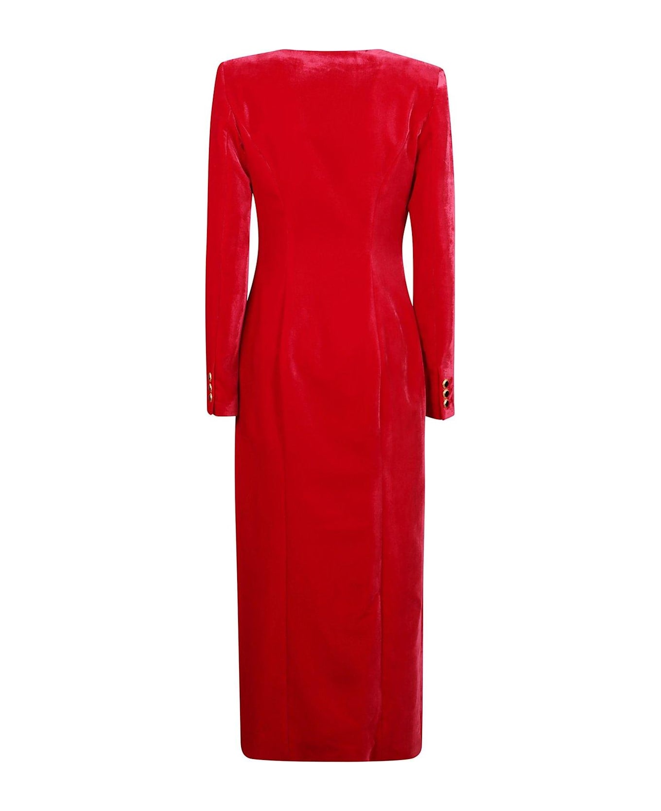 Alessandra Rich Buttoned Asymmetric Midi Dress - red