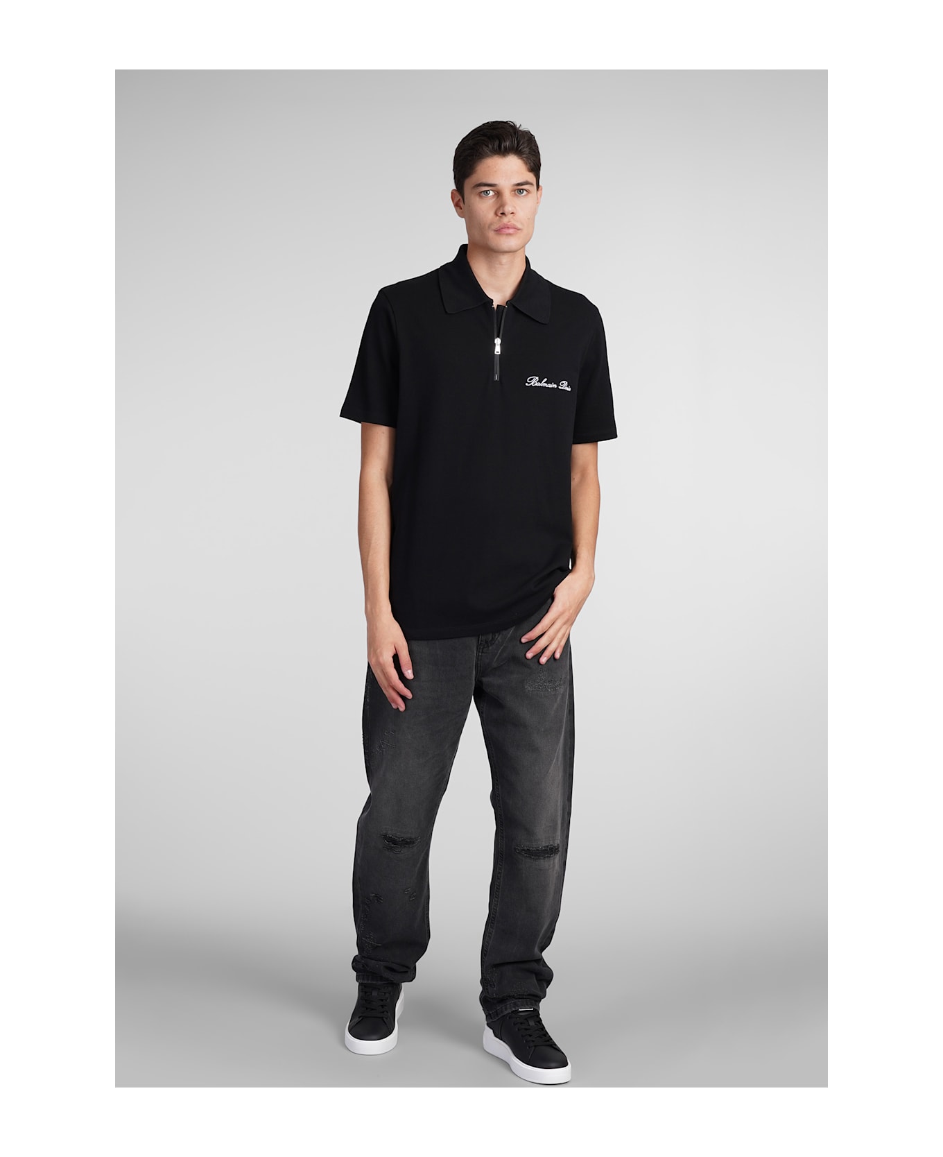 Balmain 'signature' Black Cotton Polo Shirt - black