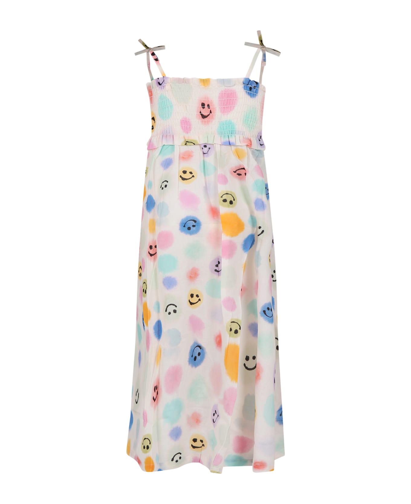Molo Ivory Beach Cover-up For Girl With Smiley And Polka Dots - Multicolor