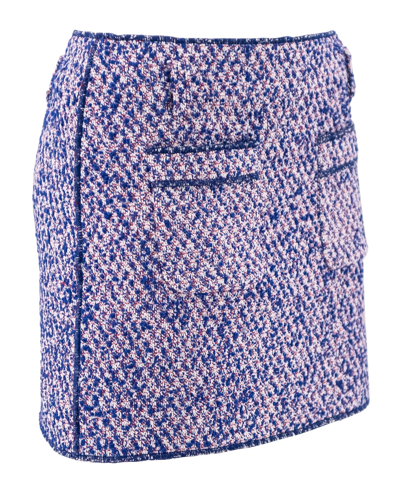 Philosophy di Lorenzo Serafini Contrasting-stitch Tweed Miniskirt - Blue