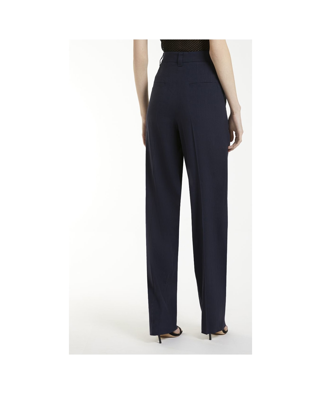 Marella Stretch Viscose And Linen Straight Trousers