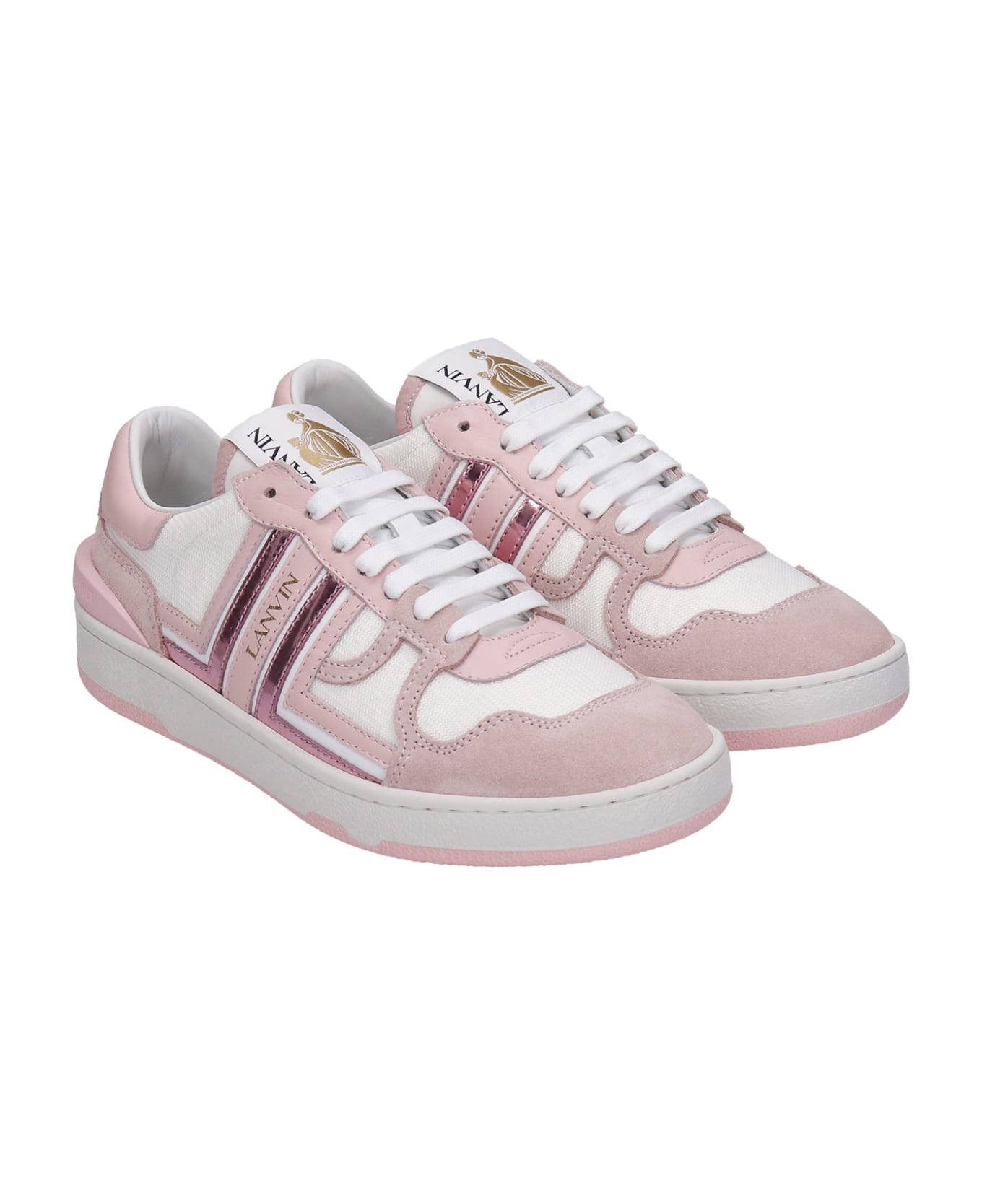Lanvin Clay  Sneakers In Rose-pink Leather - rose-pink