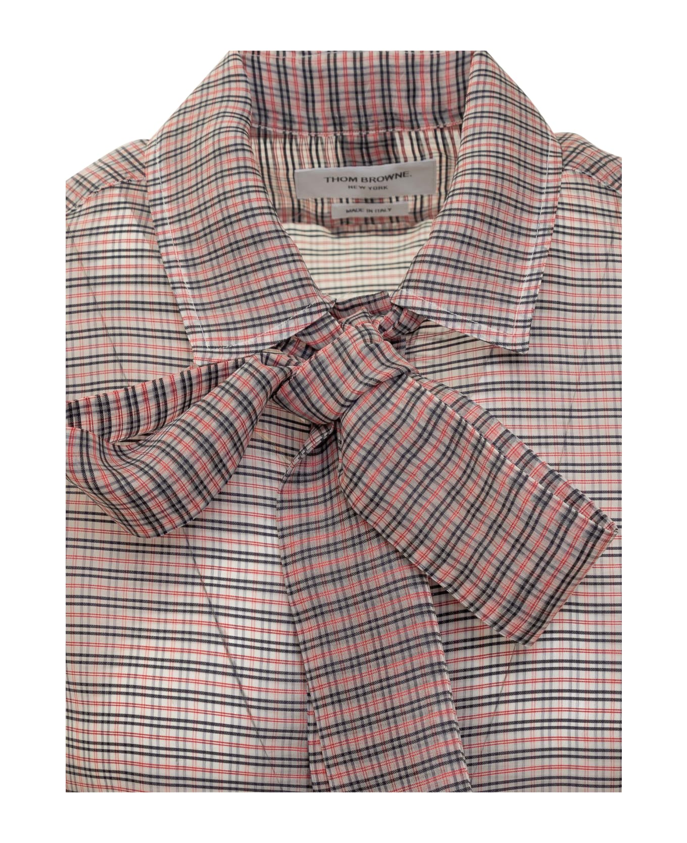 Thom Browne Tucked Check Blouse - RWBWHT