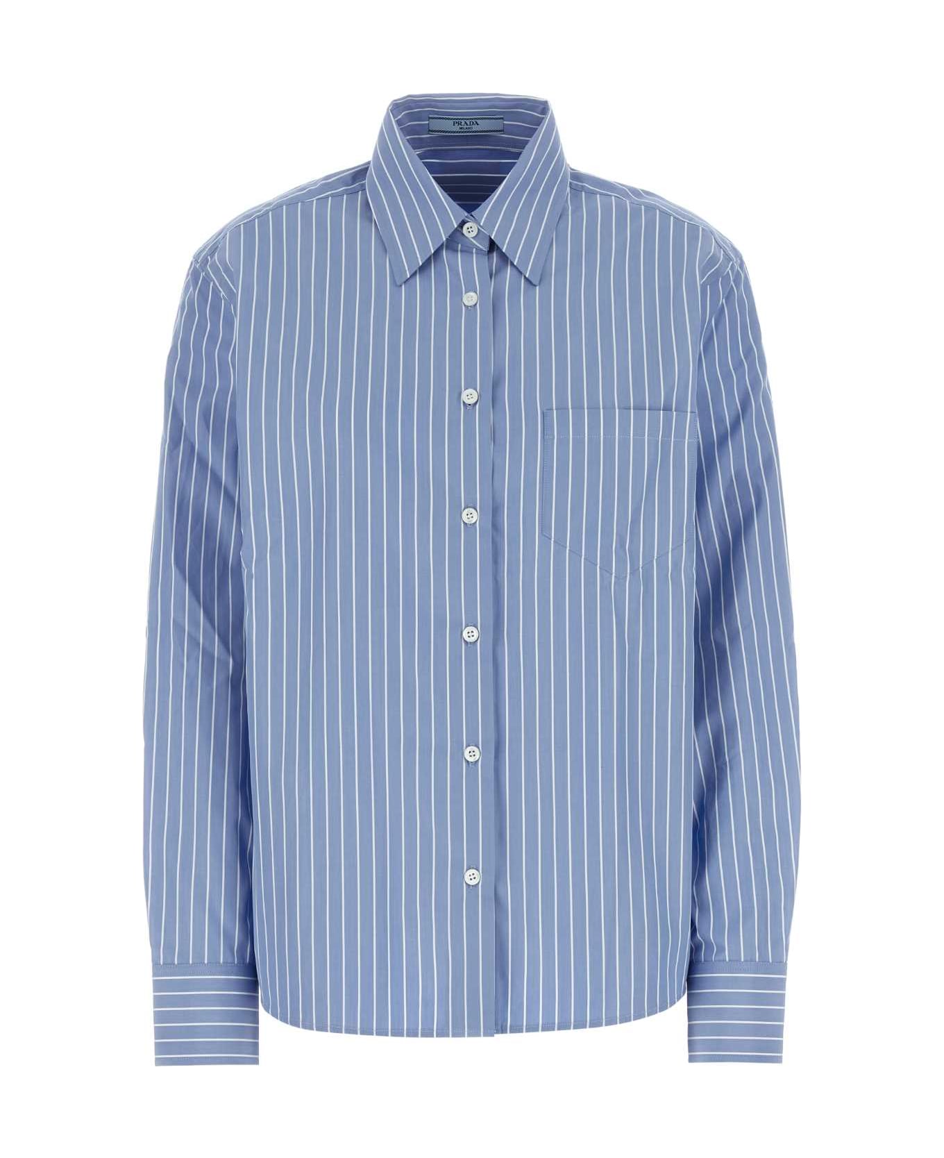 Prada Printed Poplin Shirt - AZZURRO