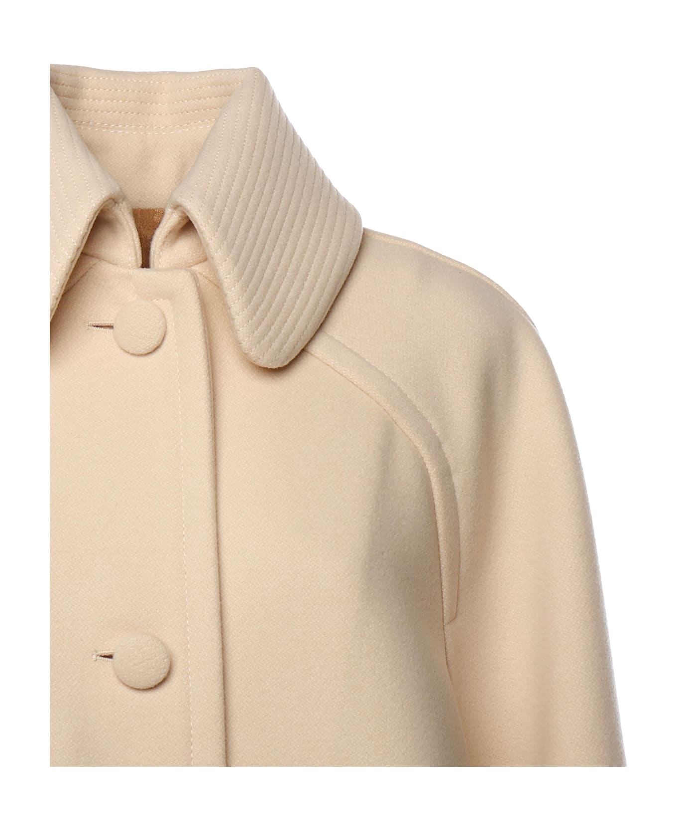Valentino Garavani Wool Drap Pea Coat - Beige