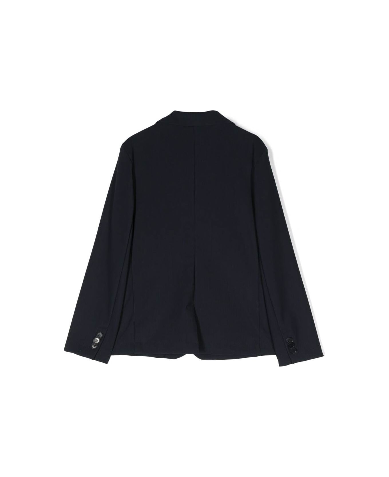 Il Gufo Black Single-breasted Jacket With Notched Revers In Stretch Polyamide Boy - Blu コート＆ジャケット