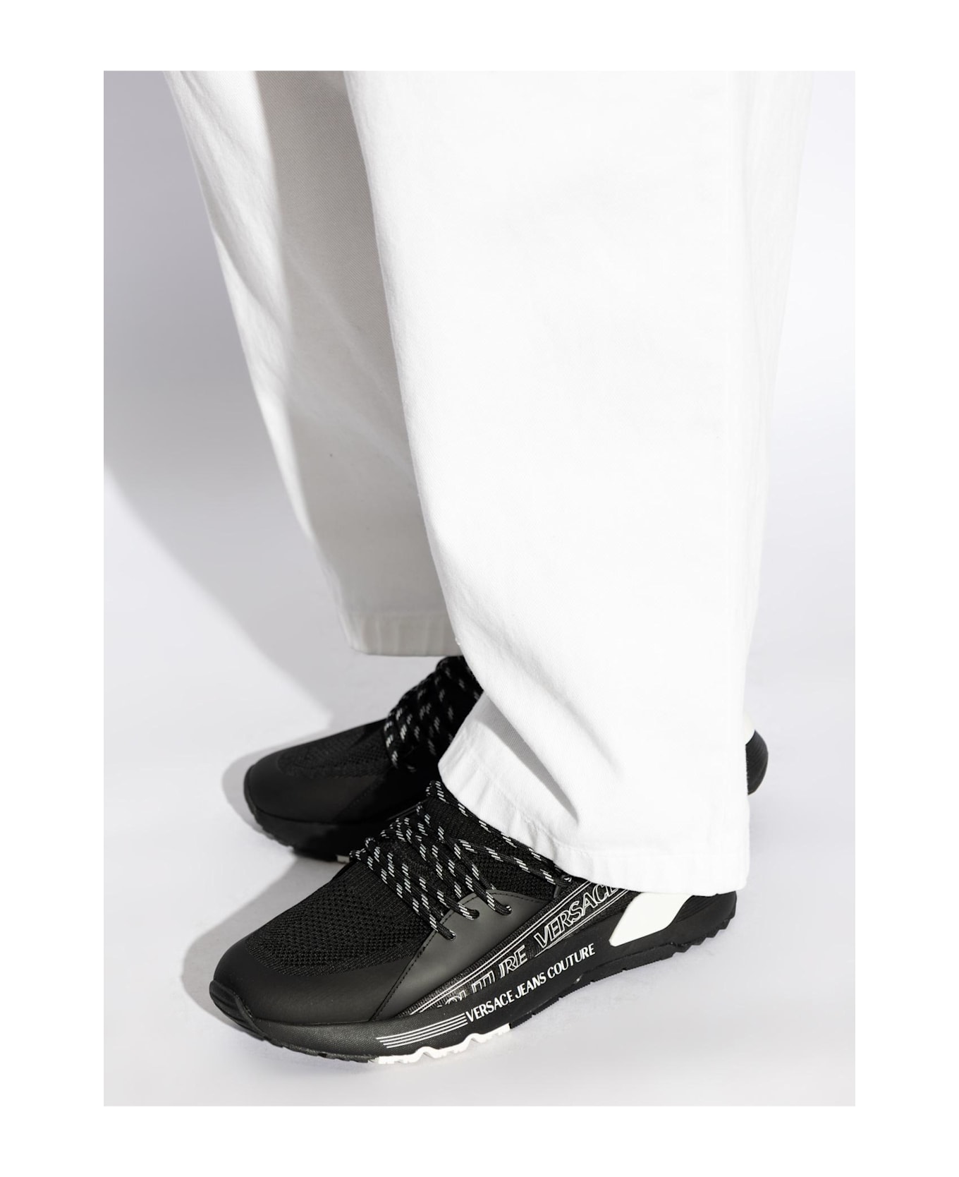 Versace Jeans Couture Sneakers With Printed Logo - BLACK