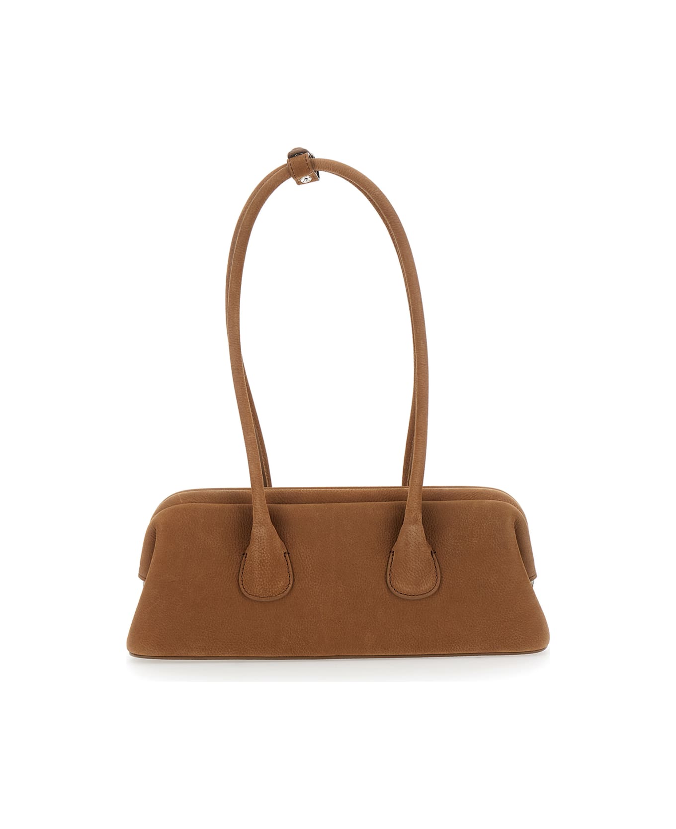 OSOI 
boat Wide Mini
 Brown Shoulder Bag With Round Handles And Logo Lettering On The Front In Nubuck Leather Woman - Beige
