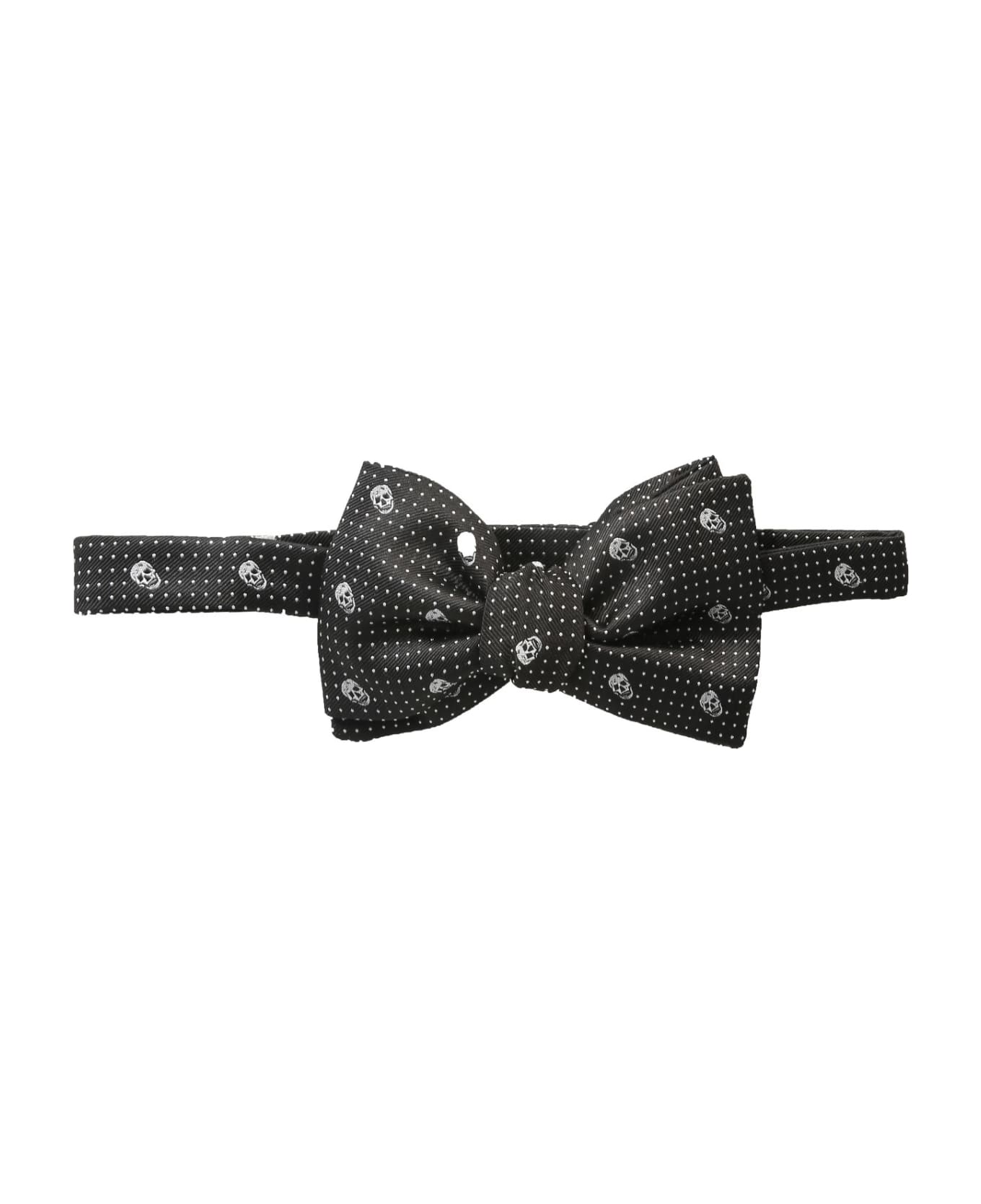 Alexander McQueen Bow Tie Polka Dots Skull - NERO