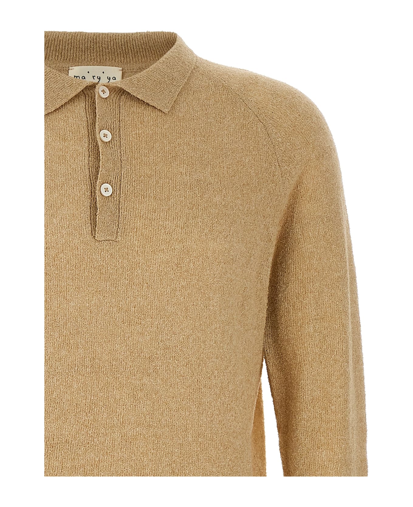 Ma
ry
ya Bouclé Cotton Polo Shirt - Beige