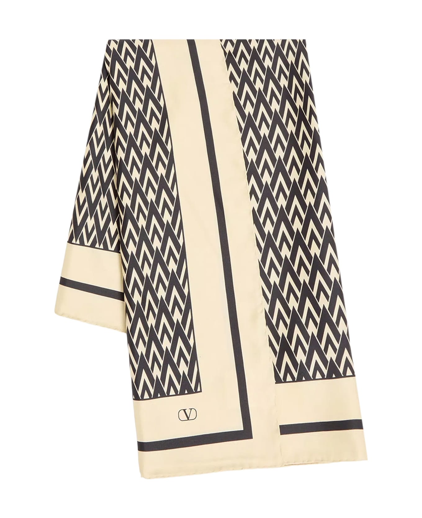 Valentino Garavani Silk Scarf - CREMA NERO