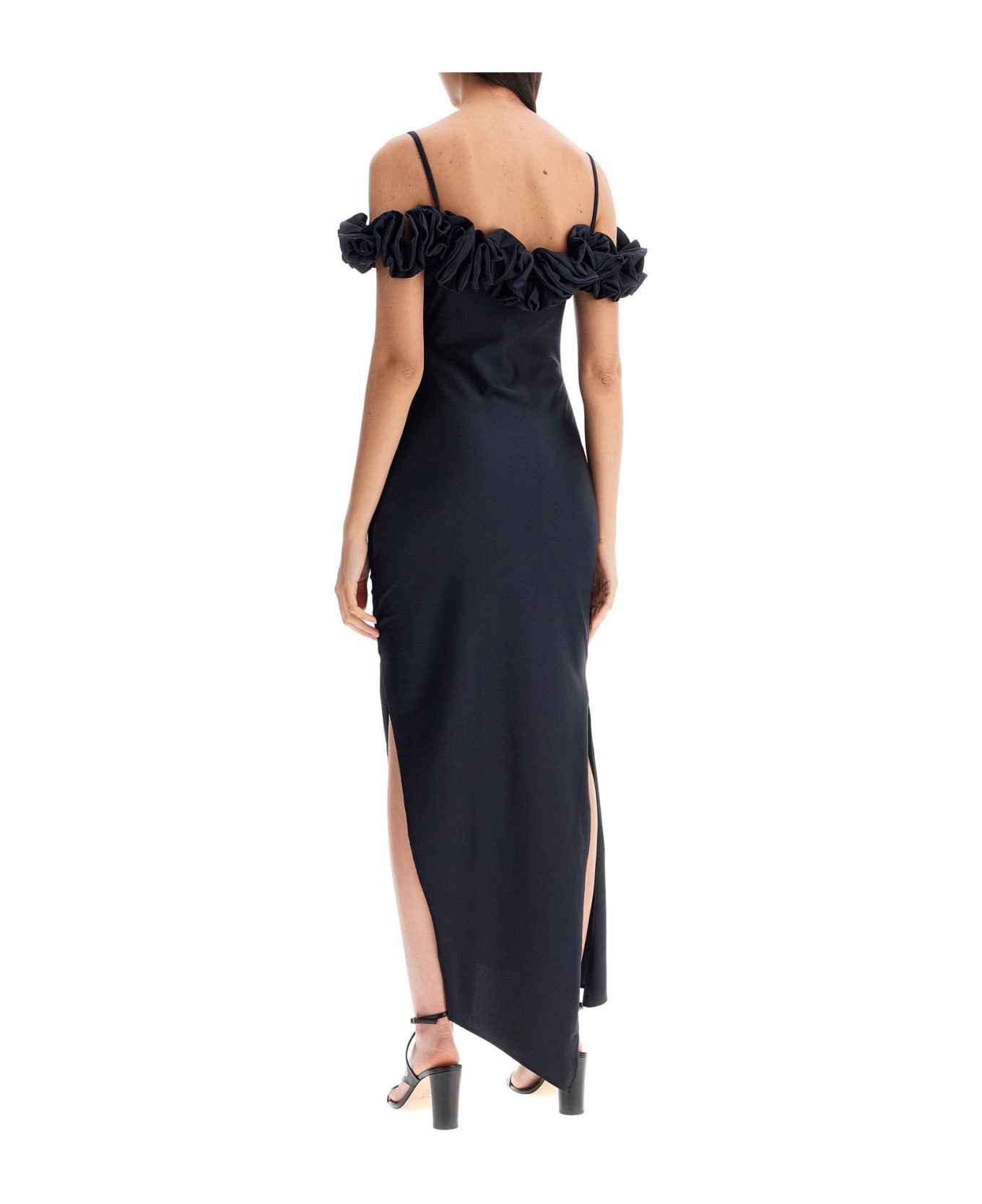 Coperni Long Black Dress With Ruffles - BLACK (Black)