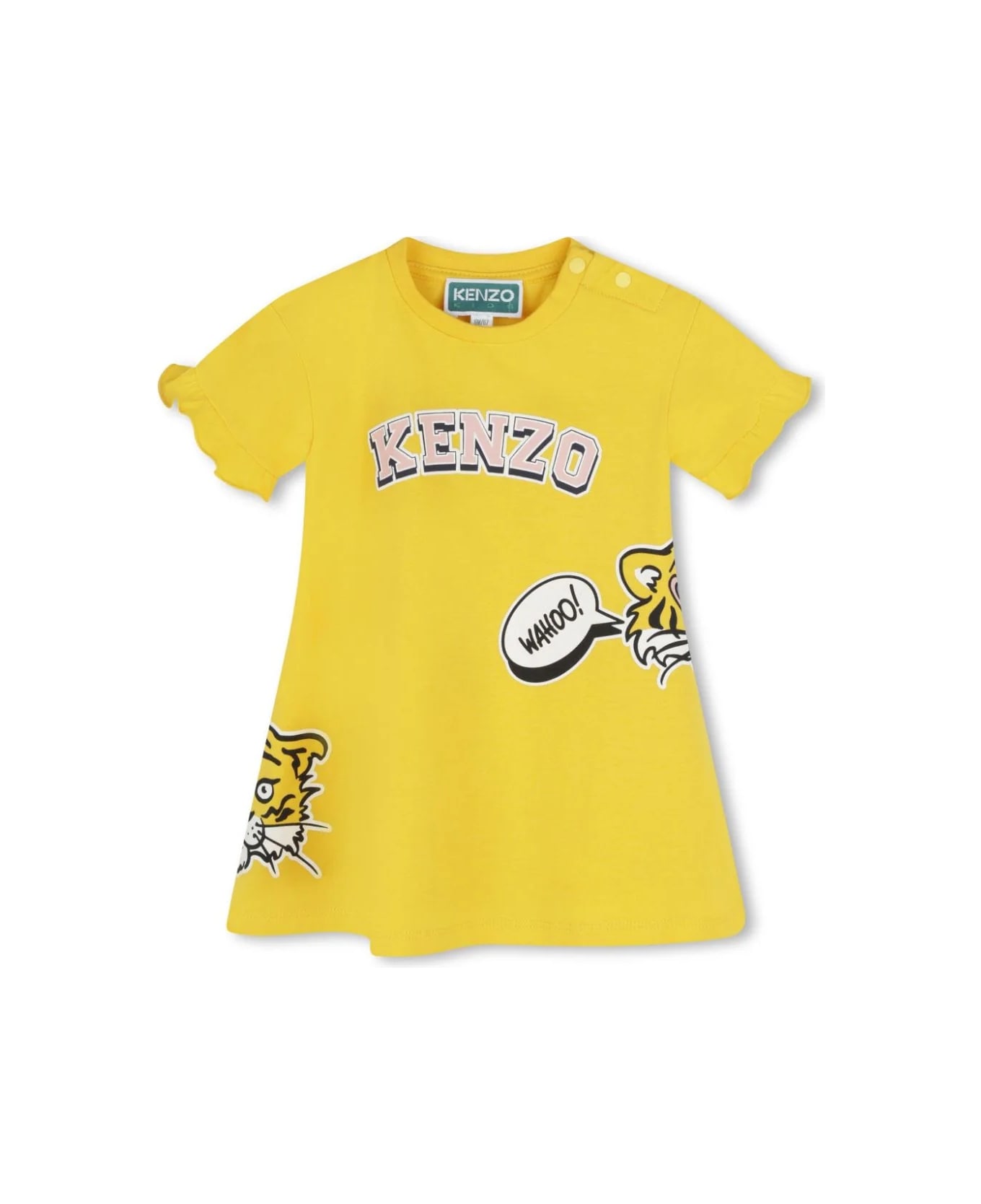 Kenzo Kids Abito Con Logo - Yellow