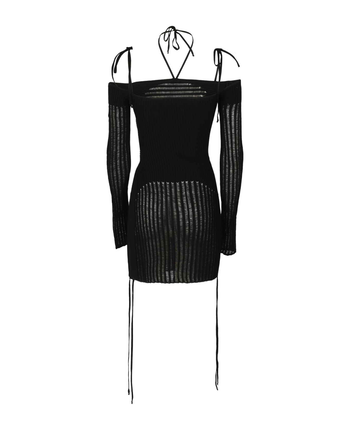 ANDREĀDAMO Ribbed Knit Mini Dress - Nero ワンピース＆ドレス