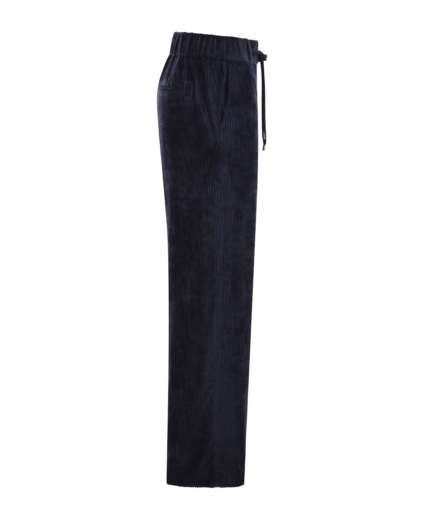 Peserico Carrot Trousers With Velvet Lace - Navy