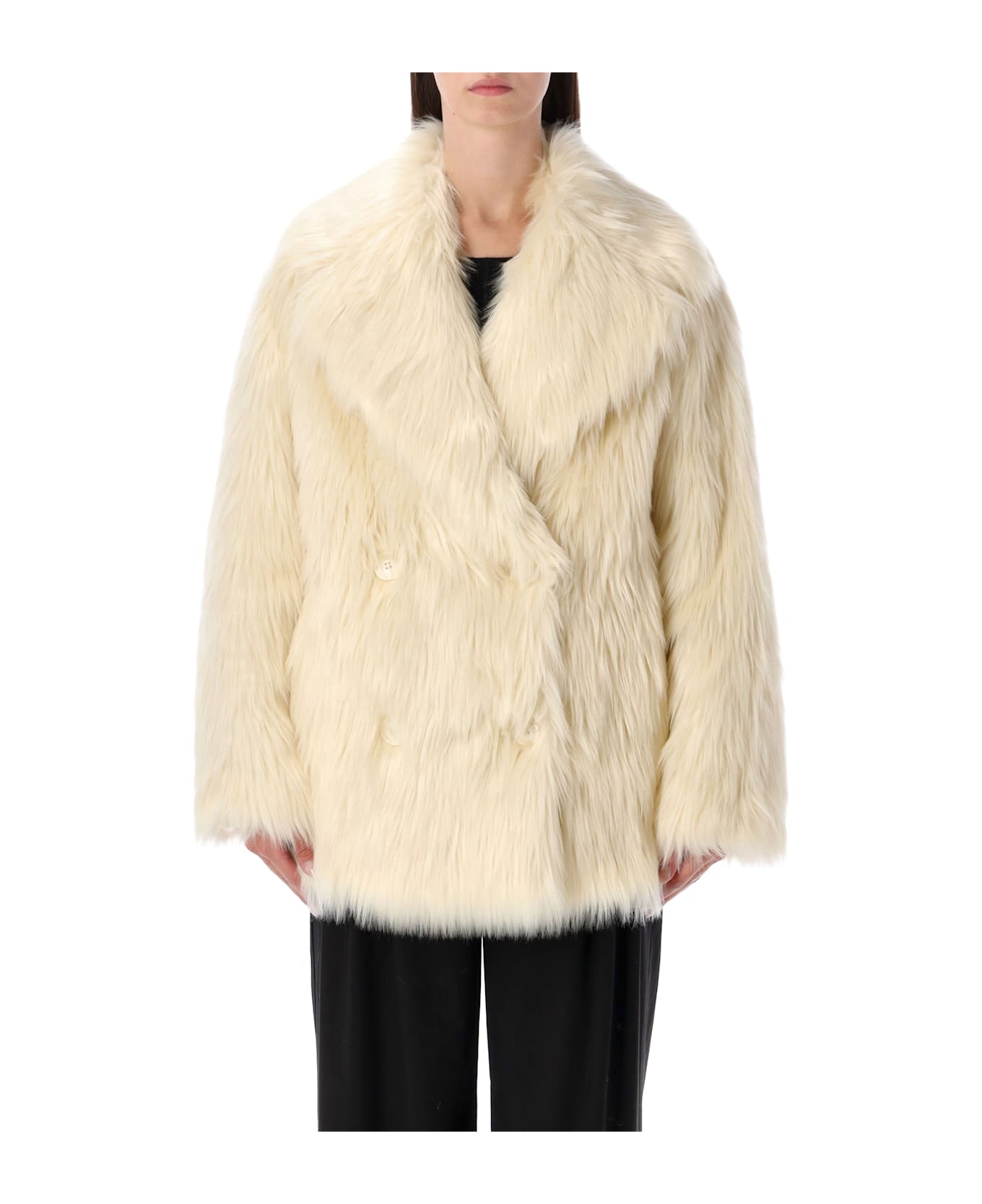STAND STUDIO Katalina Faux Fur Coat - OFF WHITE