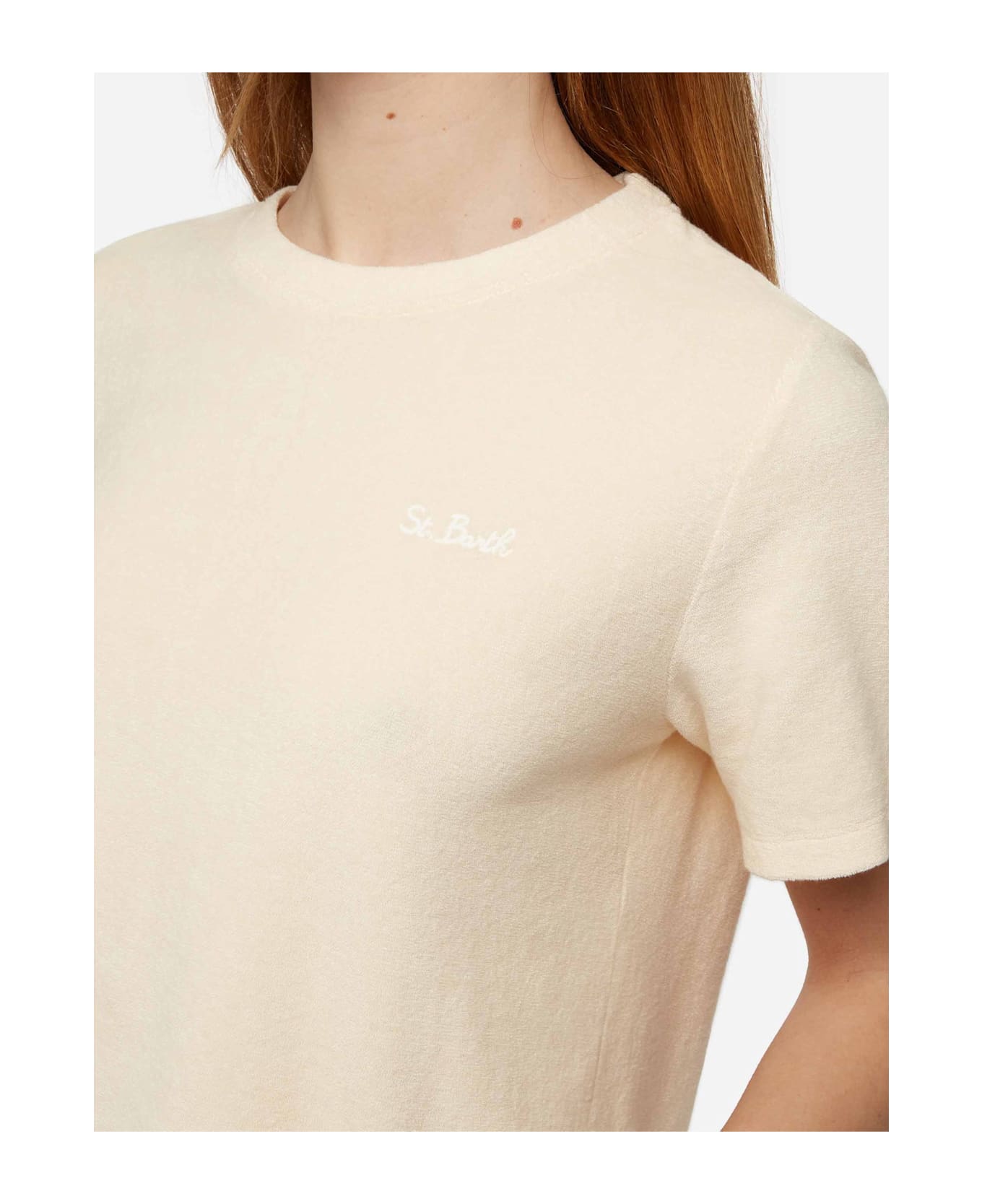 MC2 Saint Barth Beige Terry Cotton T-shirt Aleja - BEIGE