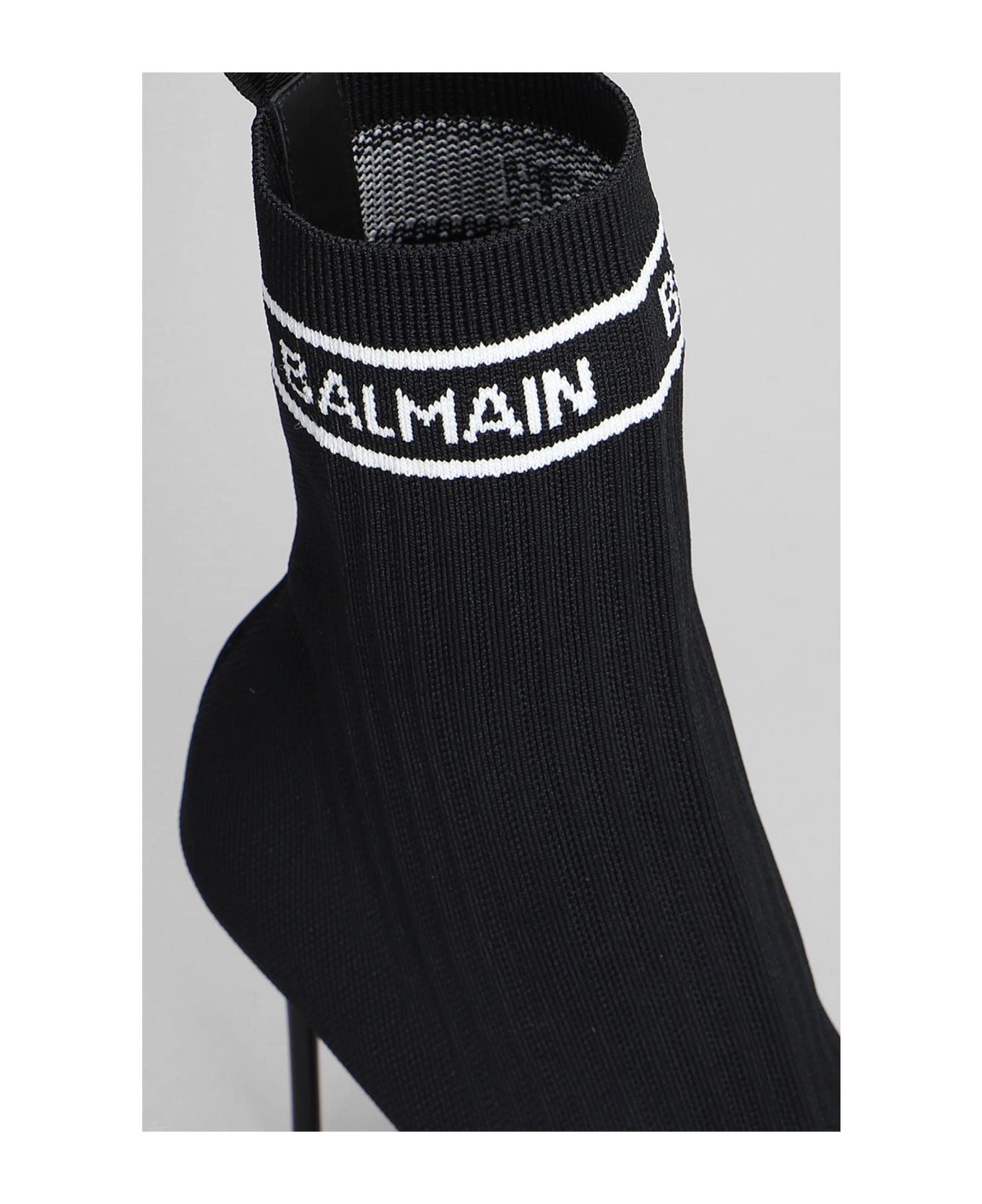 Balmain High Heels Ankle Boots In Black Polyester - black ブーツ