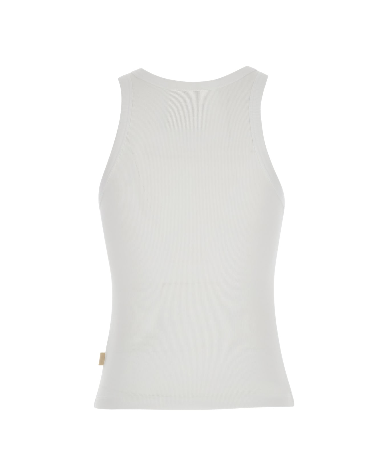 SEMICOUTURE White Ribbed Tank Top With U Neckline In Cotton And Modal Blend Woman - White