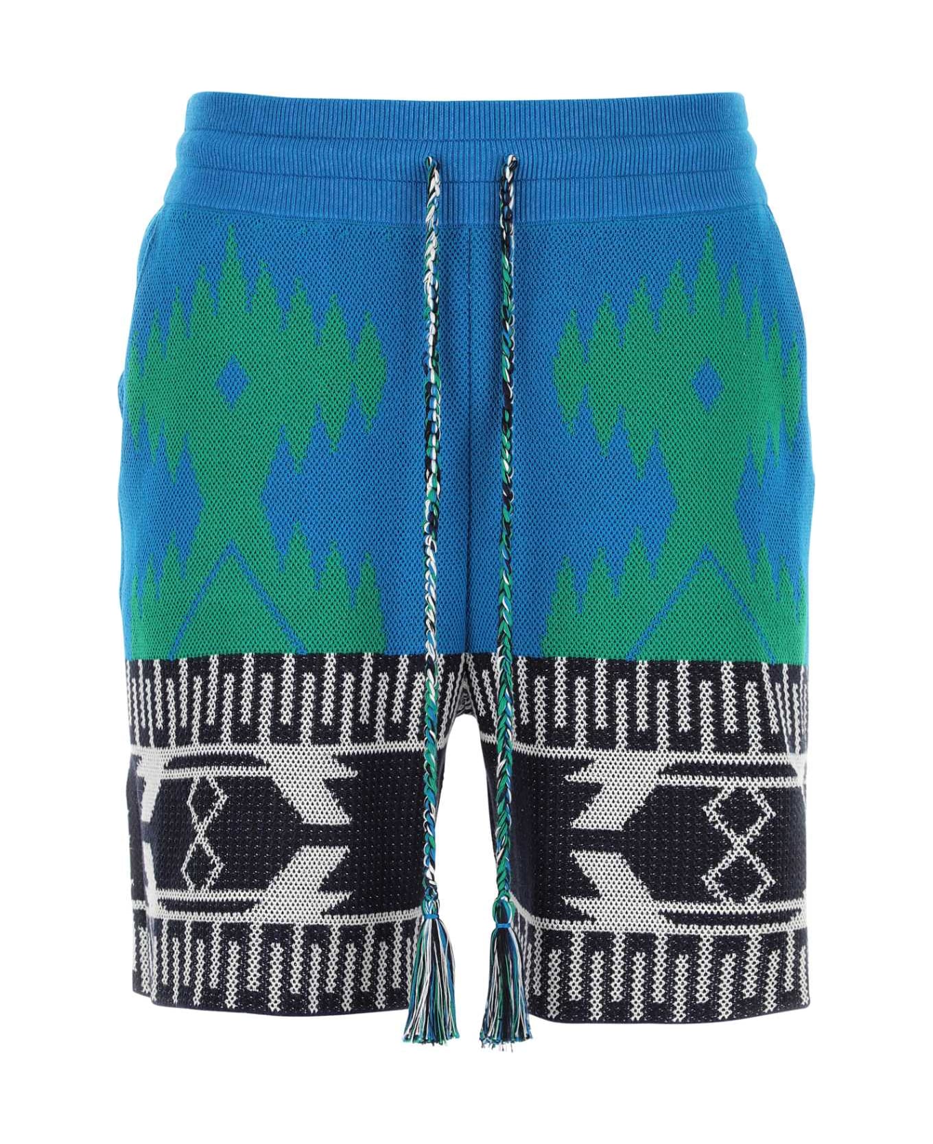 Alanui Embroidered Cotton Blend Icon Bermuda Shorts - Multicolor