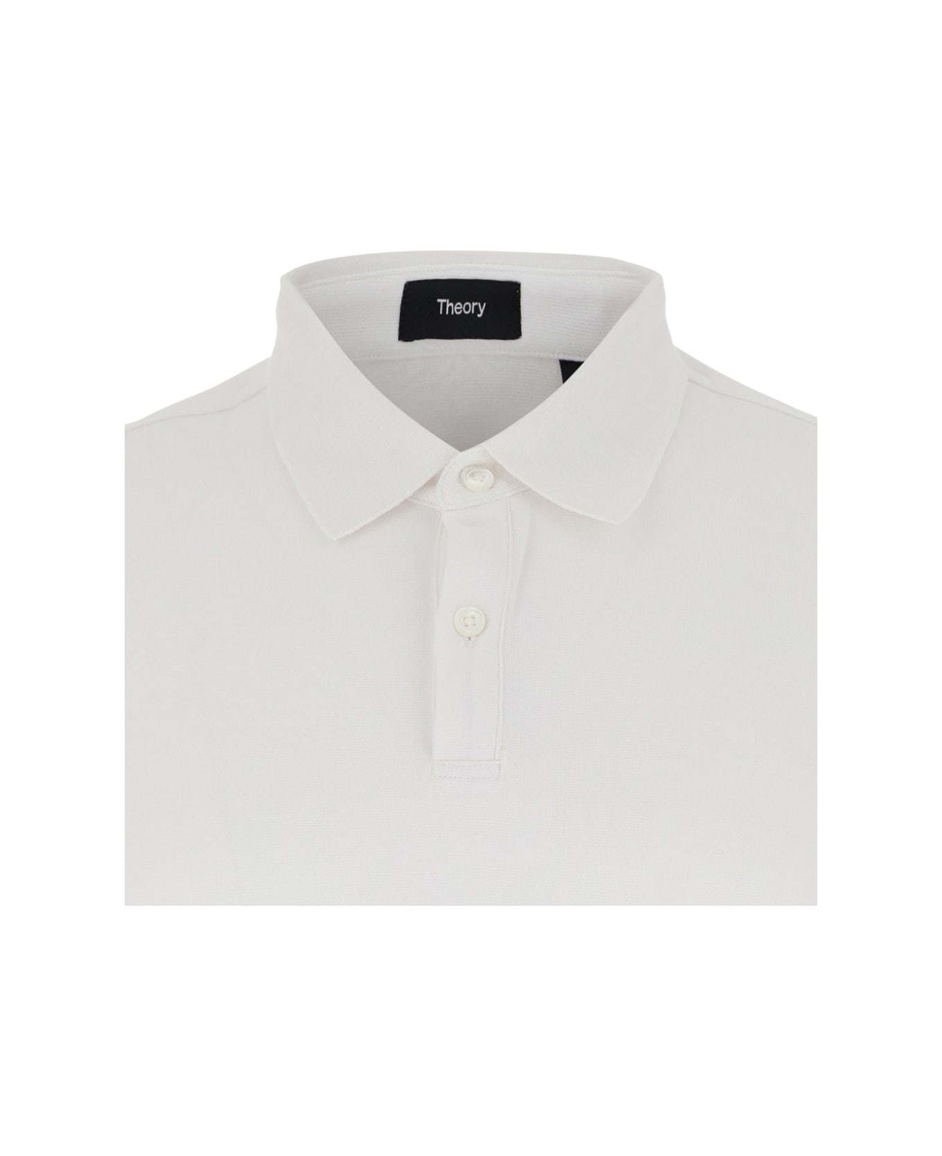 Theory White Polo Shirt With Button Closure In Cotton Man - White
