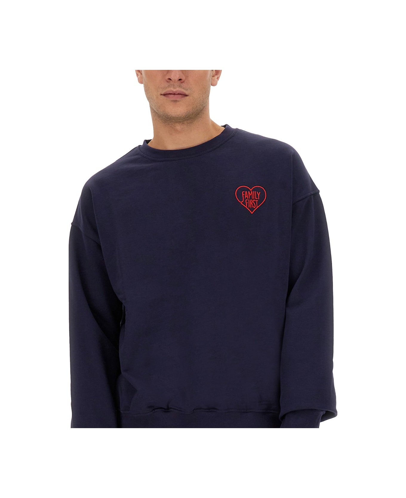Family First Milano Sweatshirt With Logo - BLUE
