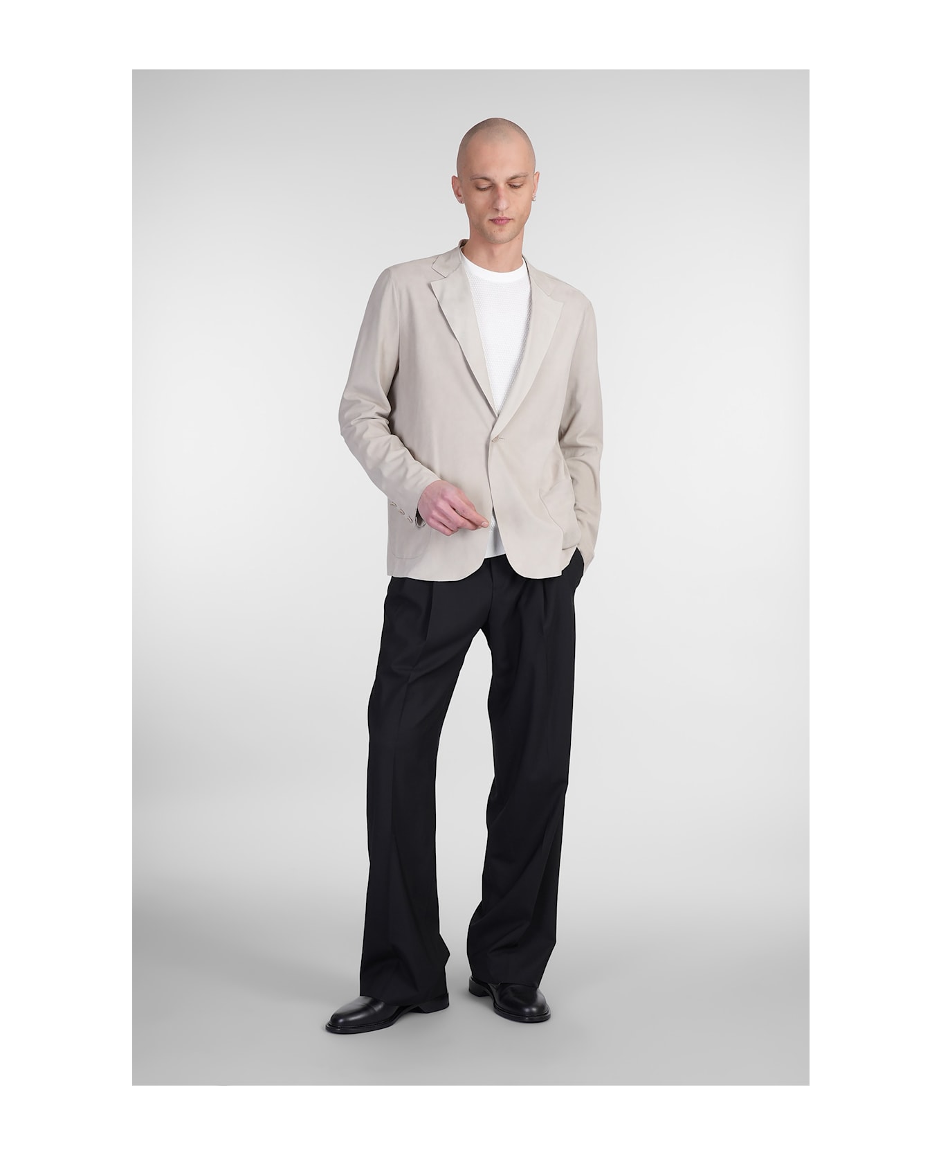 Salvatore Santoro Leather Jacket In Grey Leather - grey