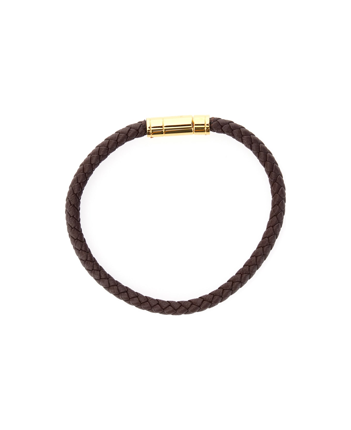 Tom Ford Brown Bracelet With Engraved Logo Lettering In Braided Leather Man - Brown