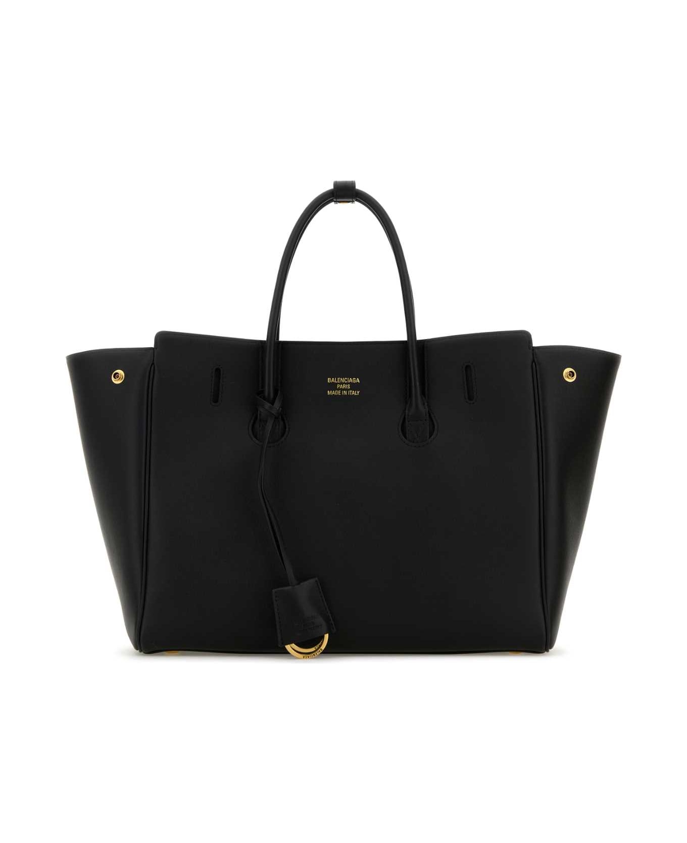 Balenciaga Black Leather Small Carry All Hempton Handbag - BLACK