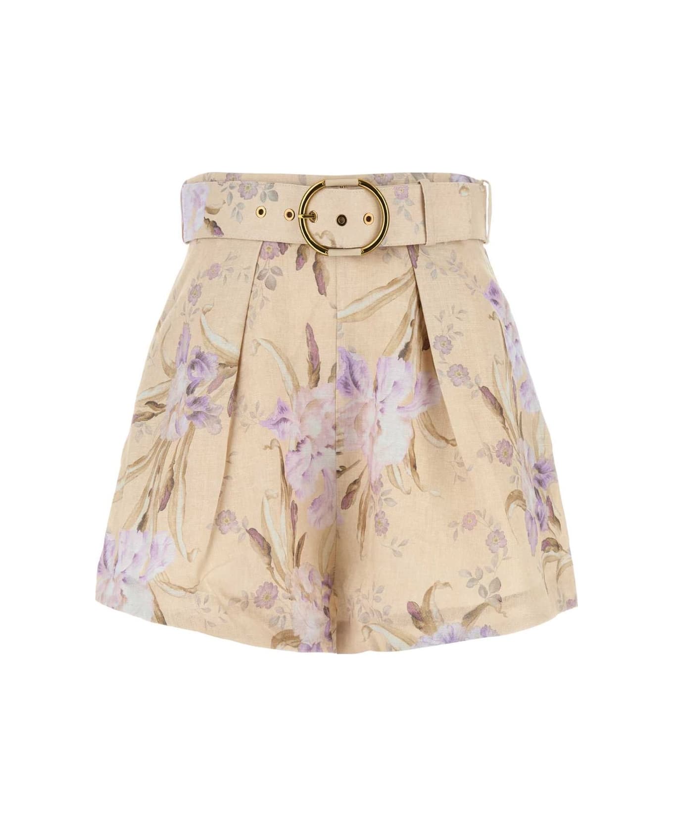 Zimmermann Eden Buckle Belt Shorts - NEUTRALS