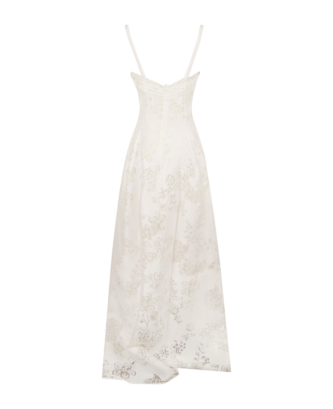 Ermanno Scervino Floral Lace V-neck Long Dress - Snow White ワンピース＆ドレス