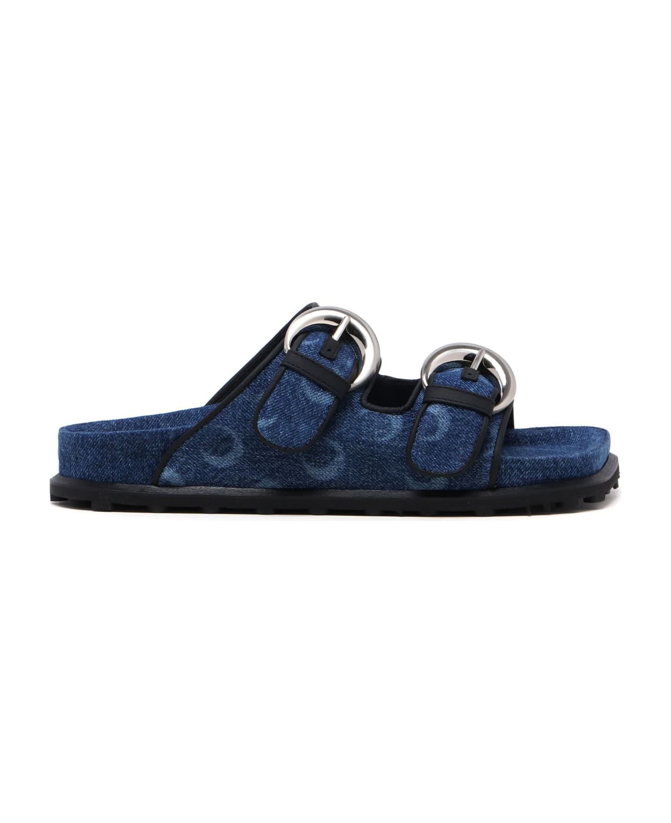 Marine Serre Blue Cotton Denim Sandals - Blue サンダル
