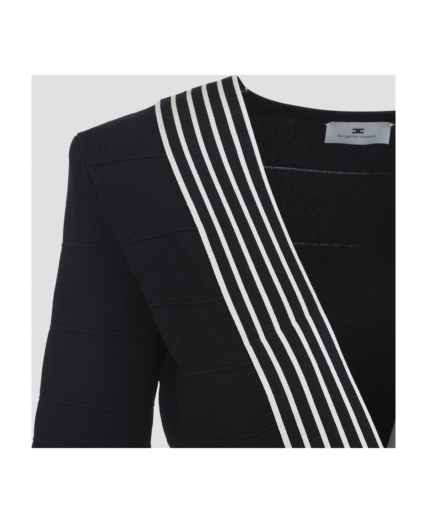 Elisabetta Franchi Knitted Dress With Belt - Nero Burro