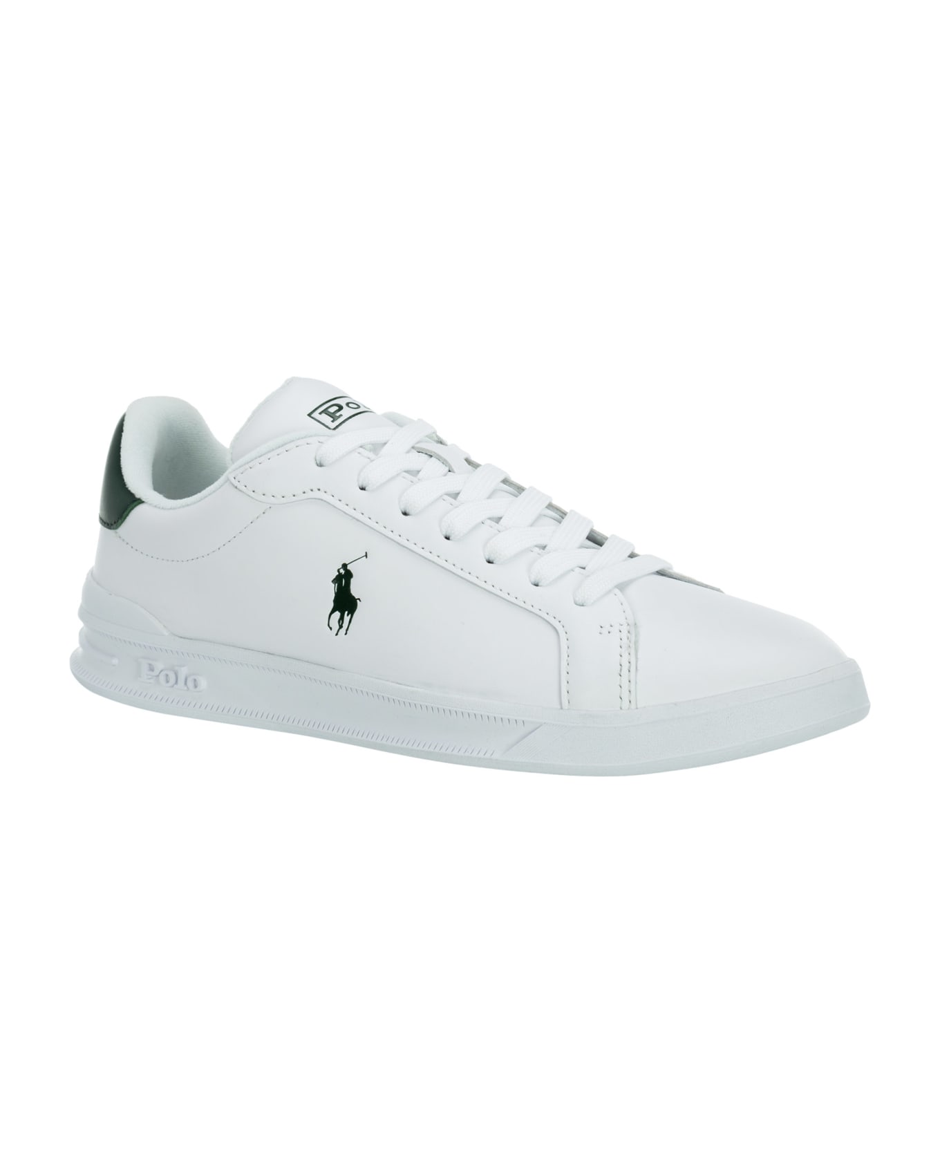 Polo Ralph Lauren Court Ii Heritage Leather Sneakers - White/green スニーカー