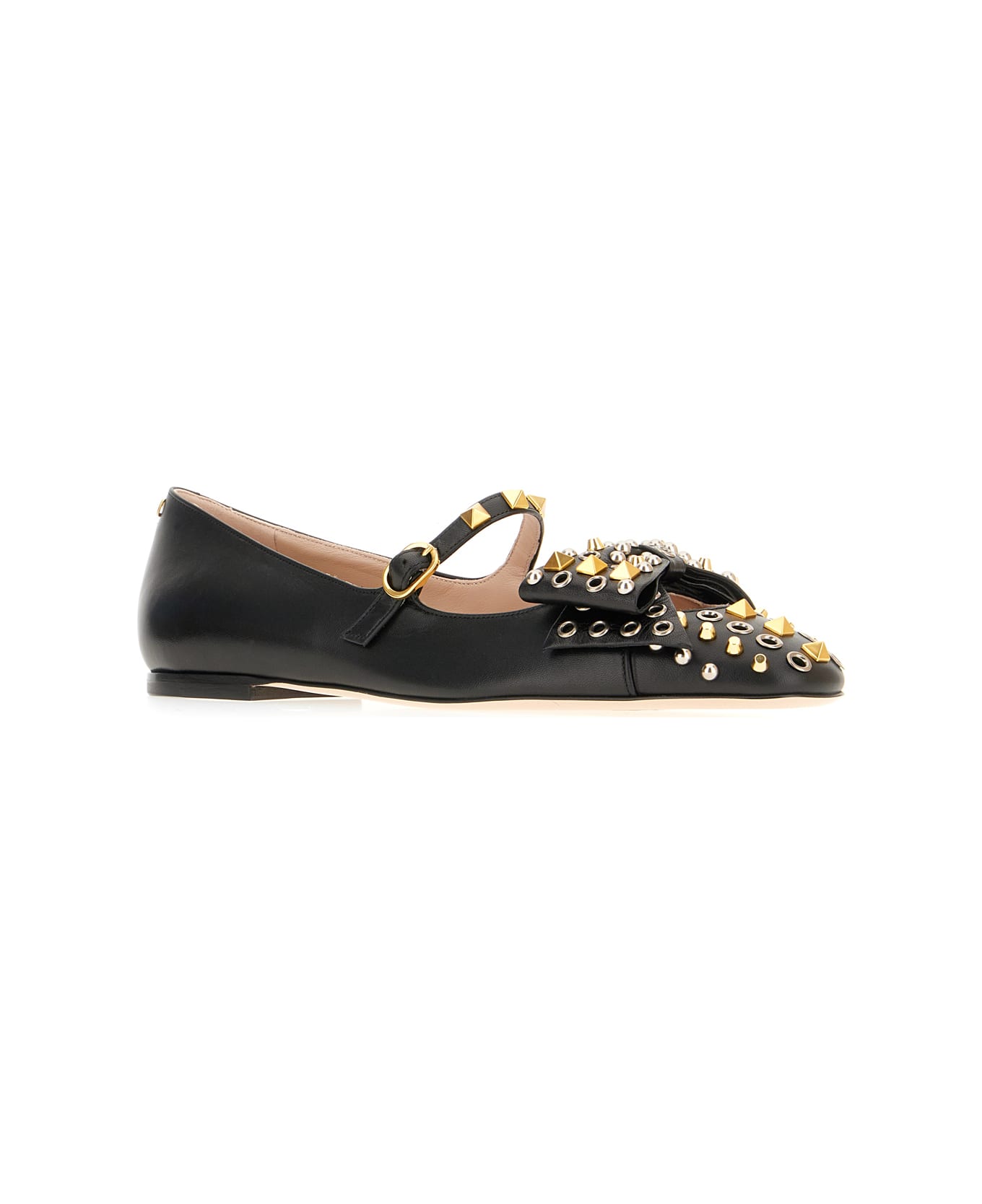 Valentino Garavani Black Leather Ballerinas - Nero