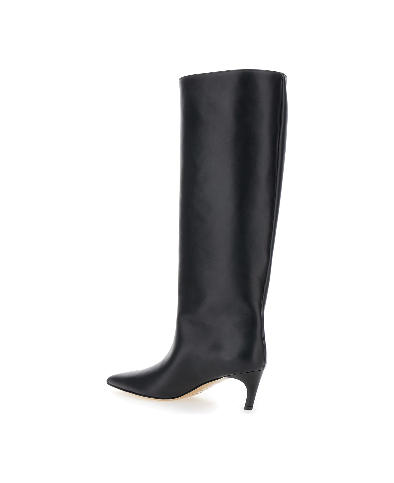 SEMICOUTURE Black High Boots With Pointed Toe And Low Heel In Leather Woman - Black