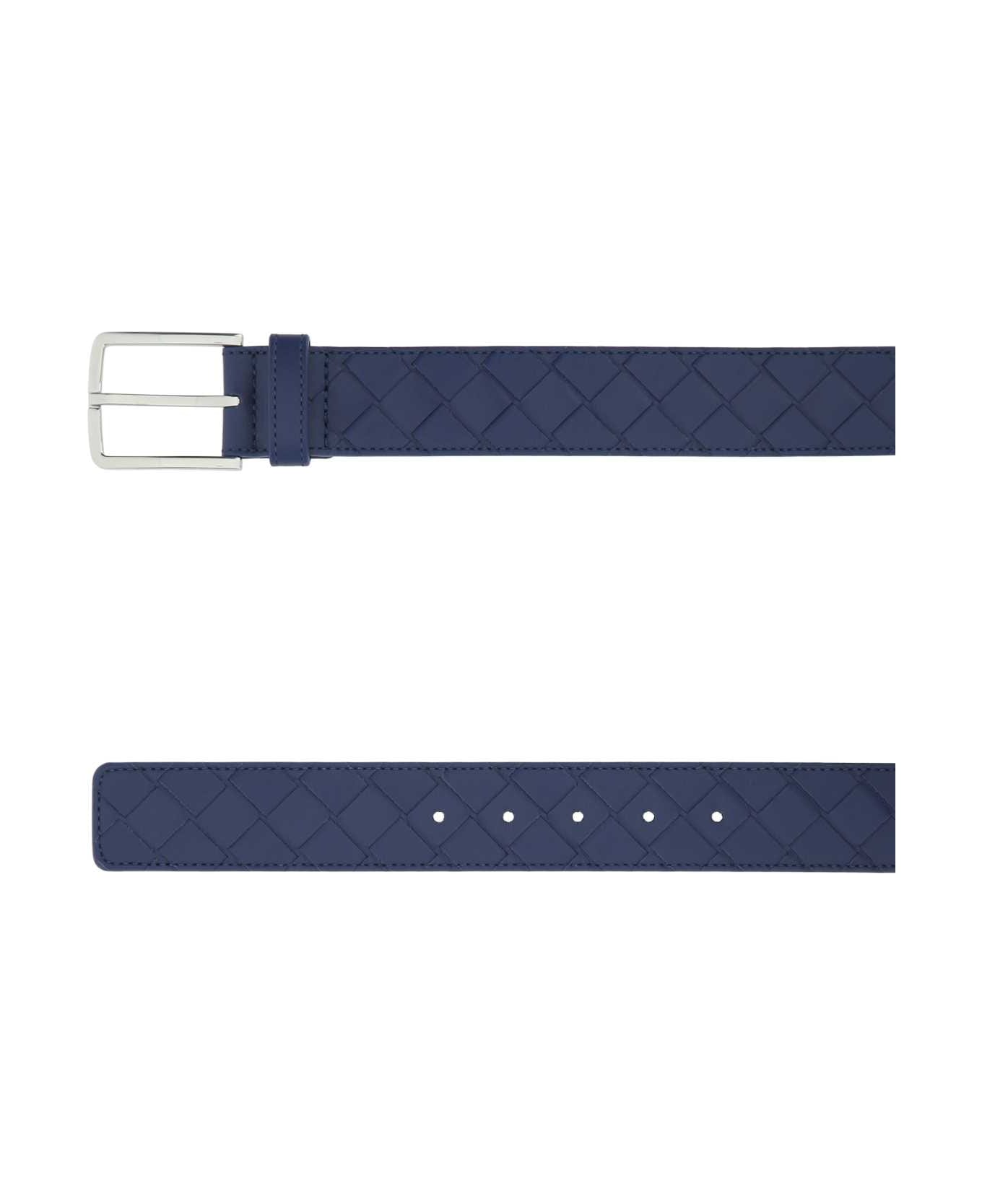 Bottega Veneta Navy Blue Leather Belt - 4102