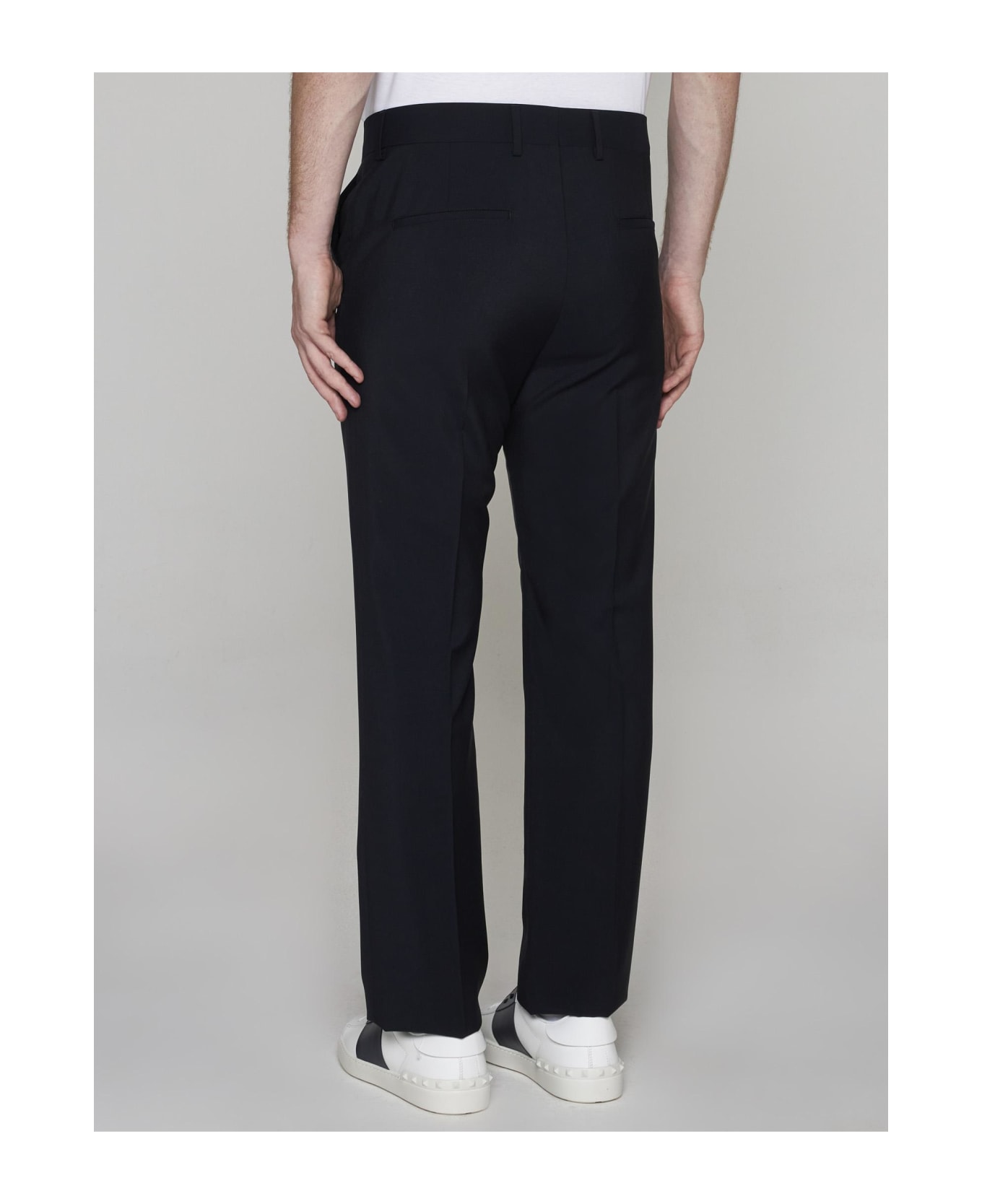 Valentino Wool And Mohair Trousers - NAVY