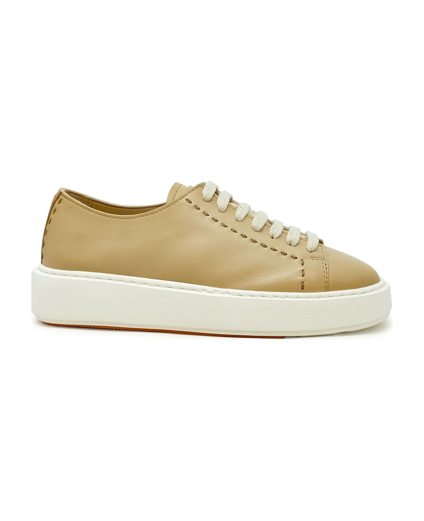 Santoni Brown Leather Sneaker - BROWN