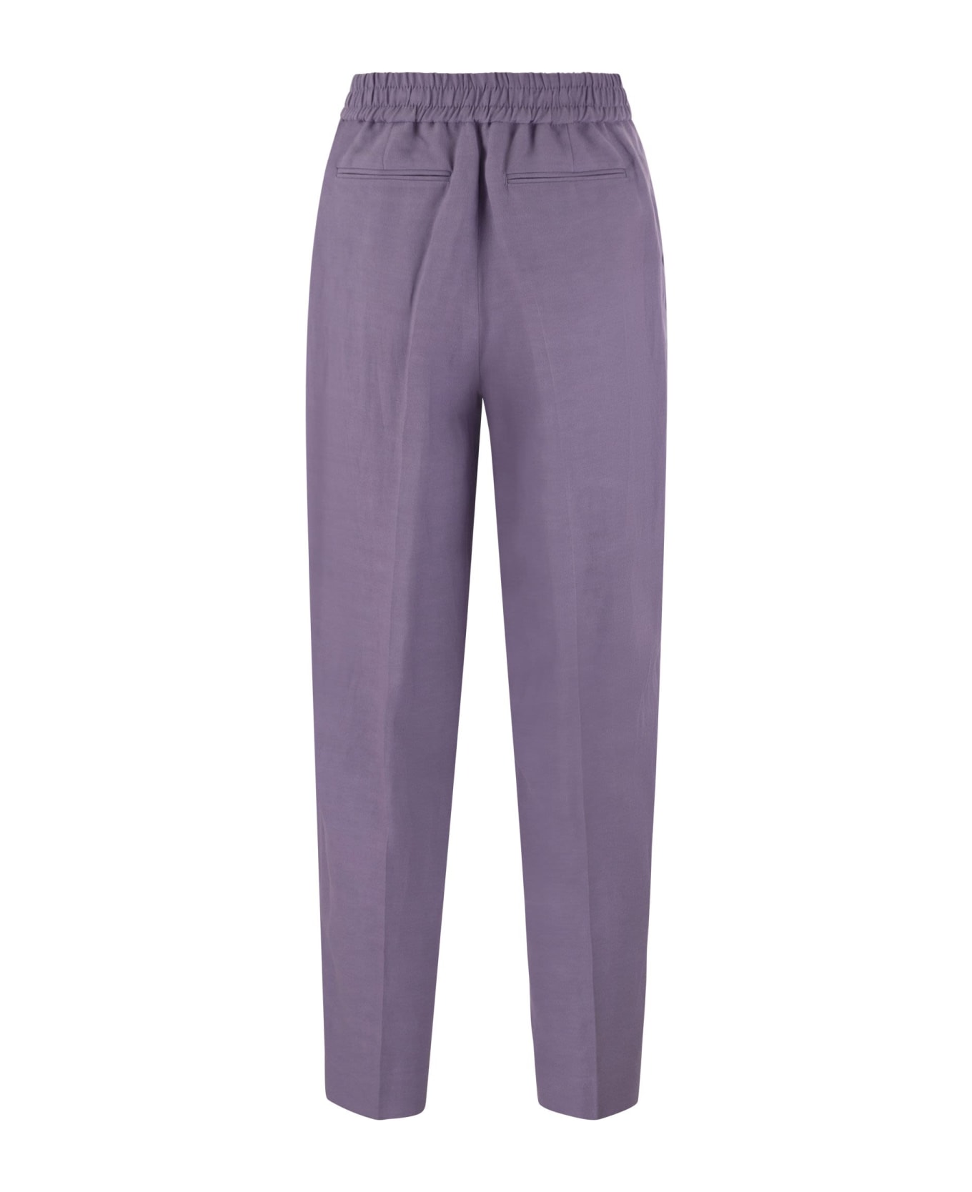 PT Torino Daisy - Viscose And Linen Trousers - Lilac ボトムス