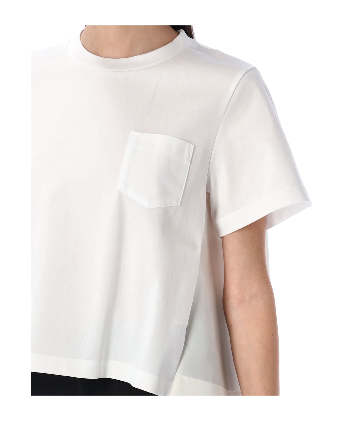 Sacai Tshirt Nylon Back - WHITE