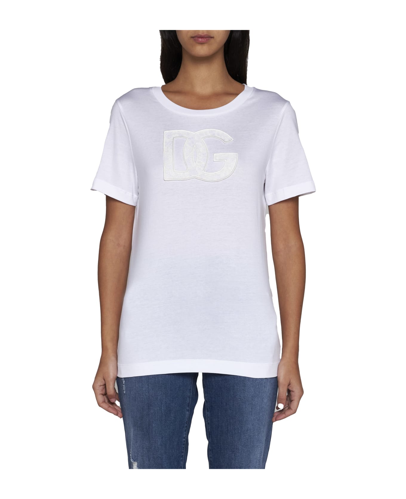 Dolce & Gabbana T-shirt With Logo Patch - White