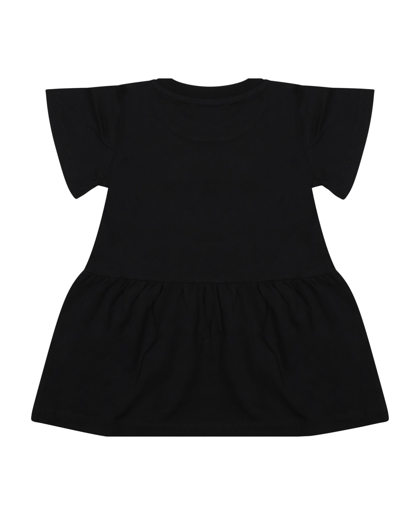 Moschino Black Dress For Baby Girl With Logo And Heart - Black